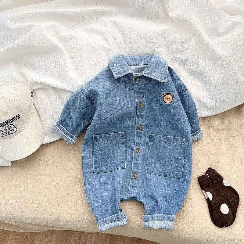 Baby Bear Denim Romper: Dark blue / 9-12M - Image 3
