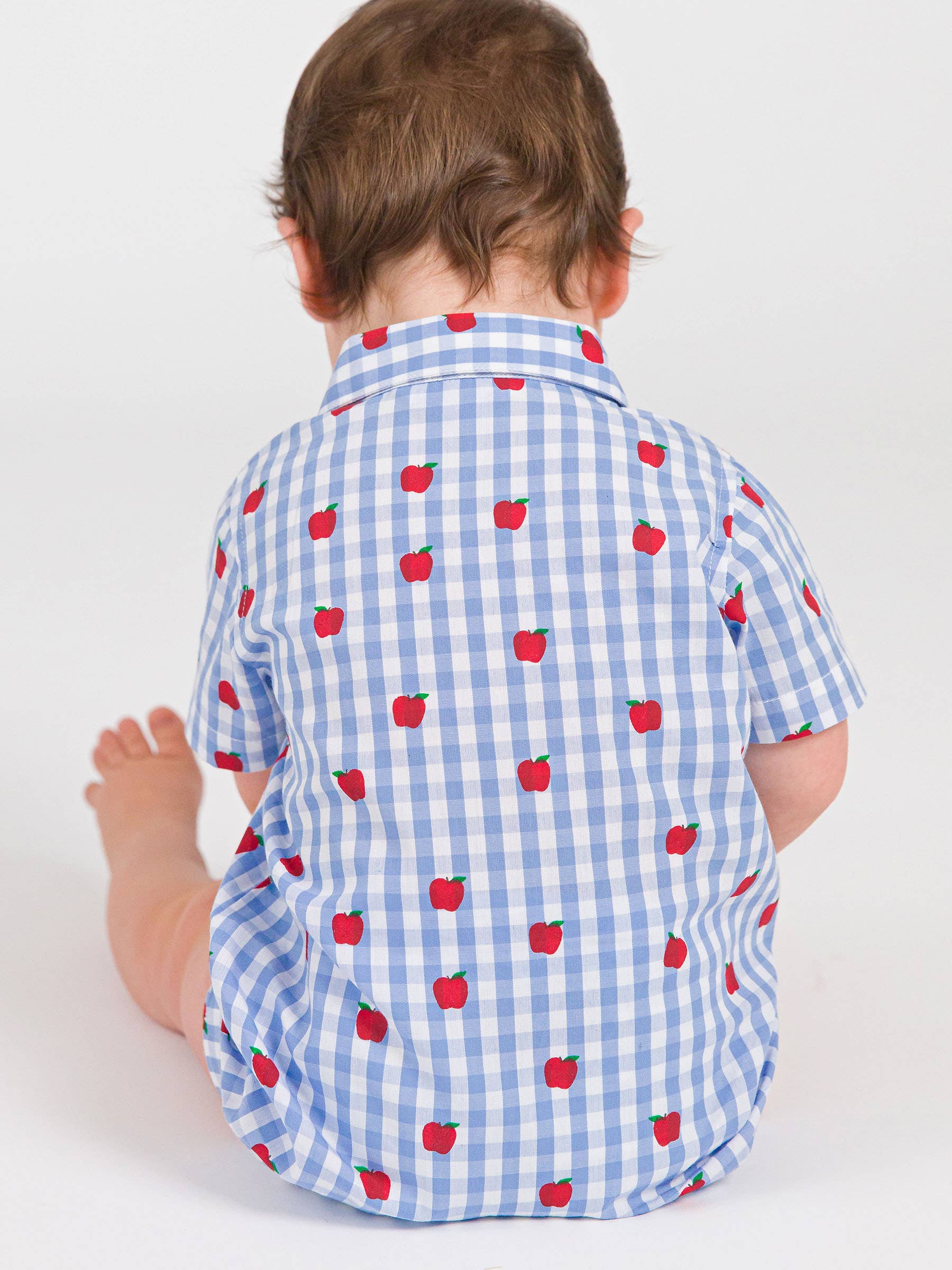 Baby Boys Apple Orchard Classic Gingham Button-Up Romper - Image 5