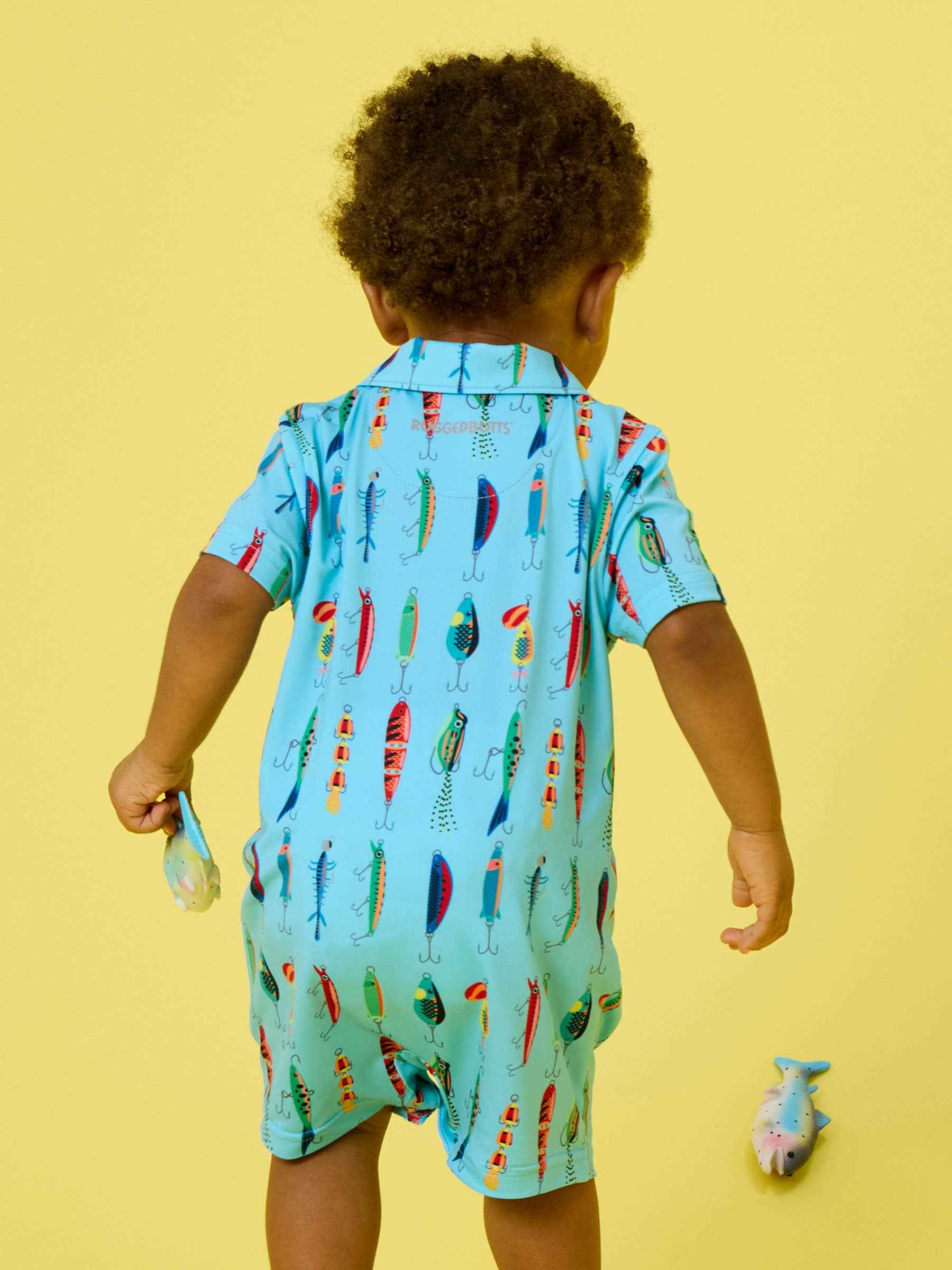 Baby Boys Gone Fishin Performance Polo Romper - Image 3