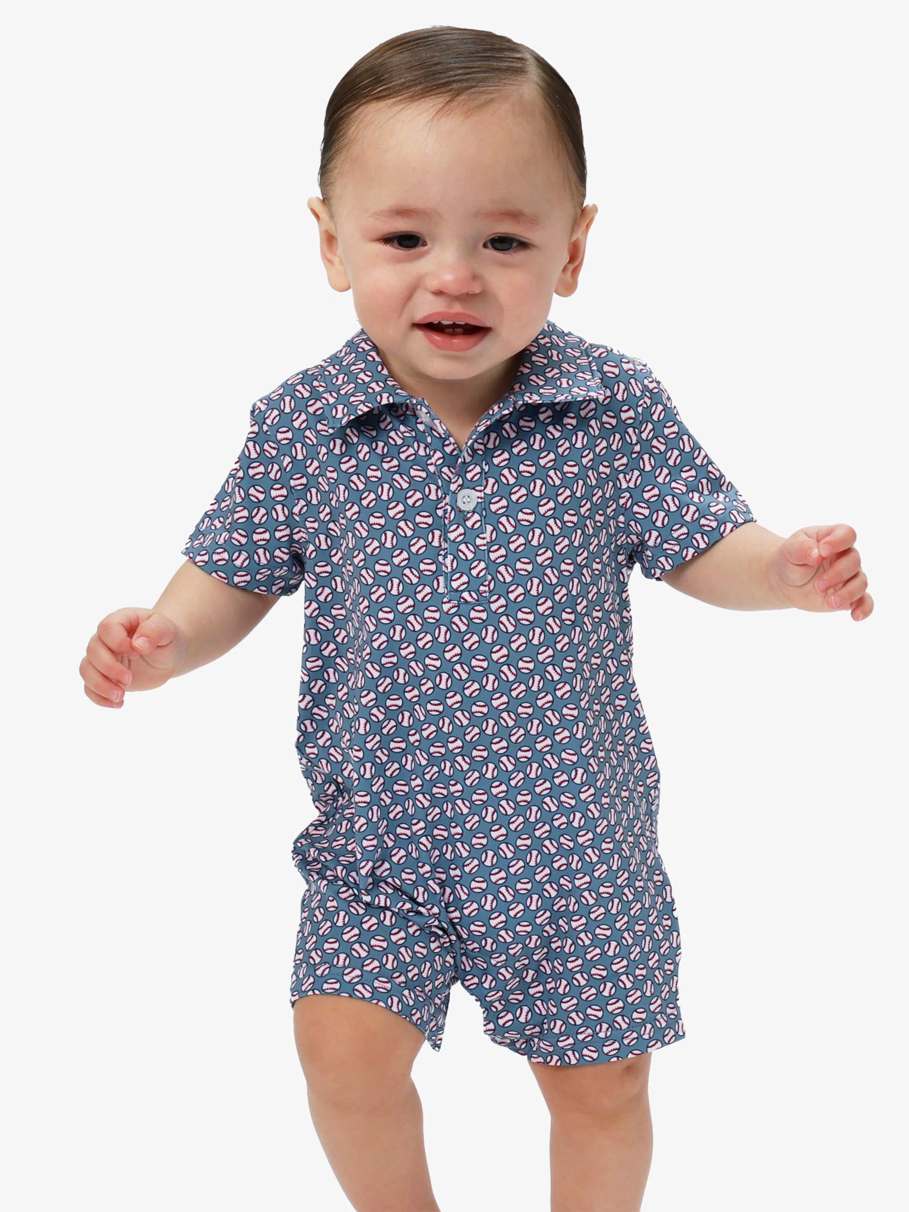 Baby Boys Home Run Performance Polo Romper
: Navy / 6-12m