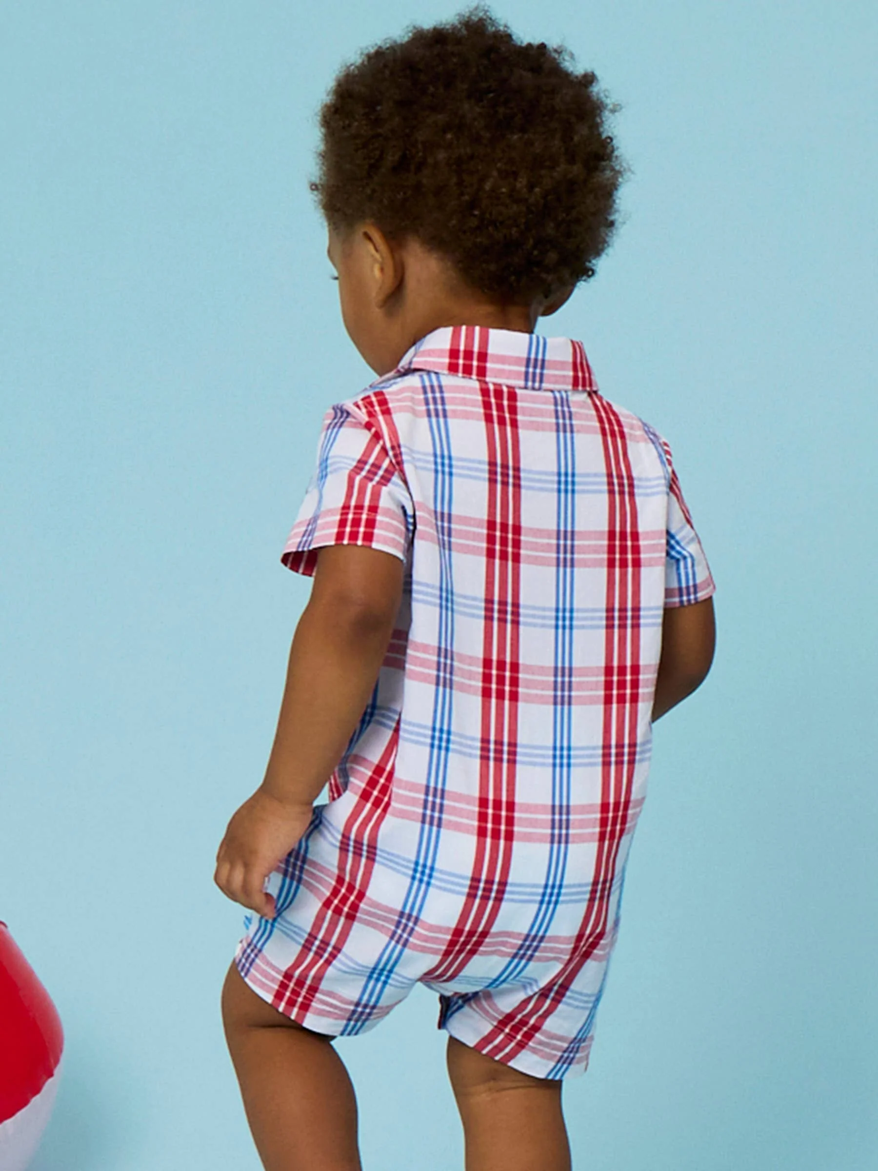 Baby Boys Lincoln Plaid Short Sleeve Woven Button-Up Romper
: Multi-Color / 0-3m - Image 3