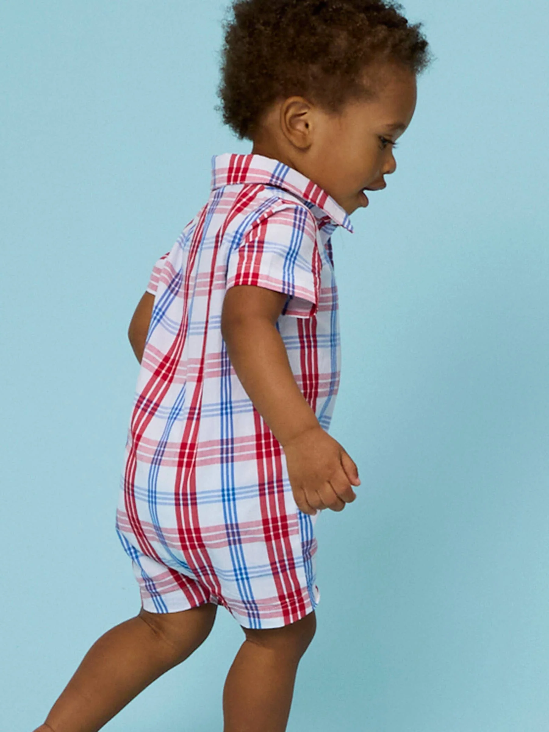 Baby Boys Lincoln Plaid Short Sleeve Woven Button-Up Romper
: Multi-Color / 0-3m - Image 4
