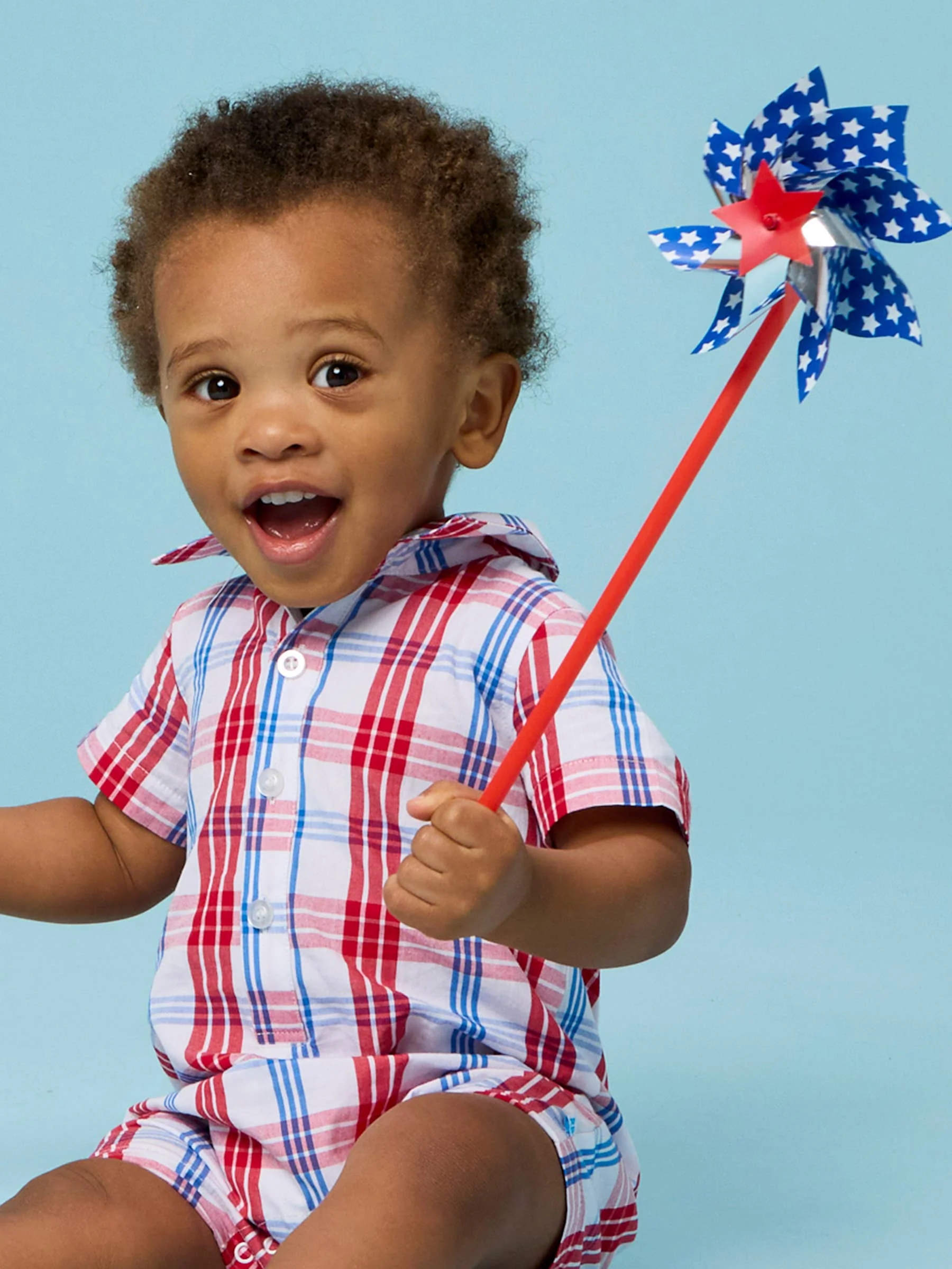Baby Boys Lincoln Plaid Short Sleeve Woven Button-Up Romper
: Multi-Color / 6-12m - Image 2