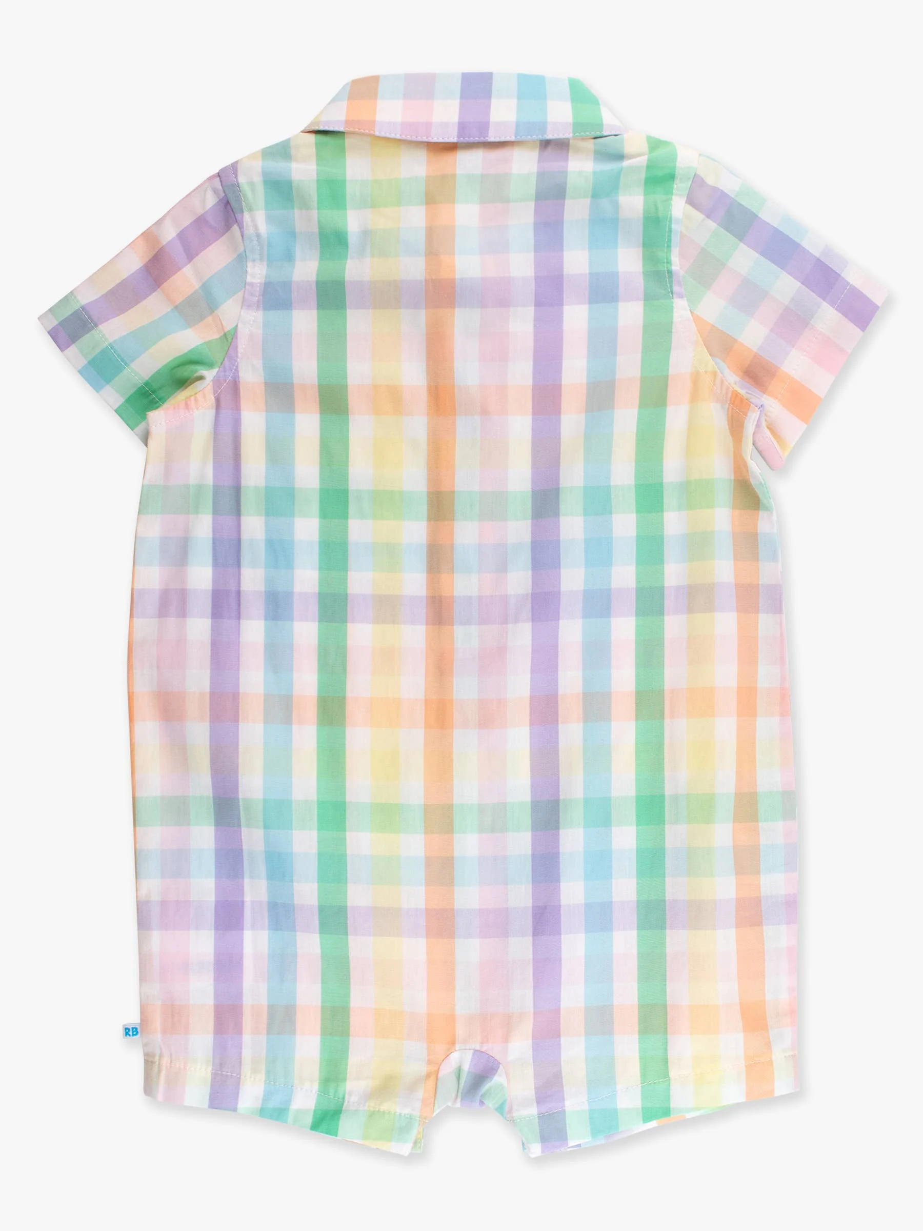 Baby Boys Poppy Rainbow Plaid Short Button-Up Romper: Multi-Color - Image 6