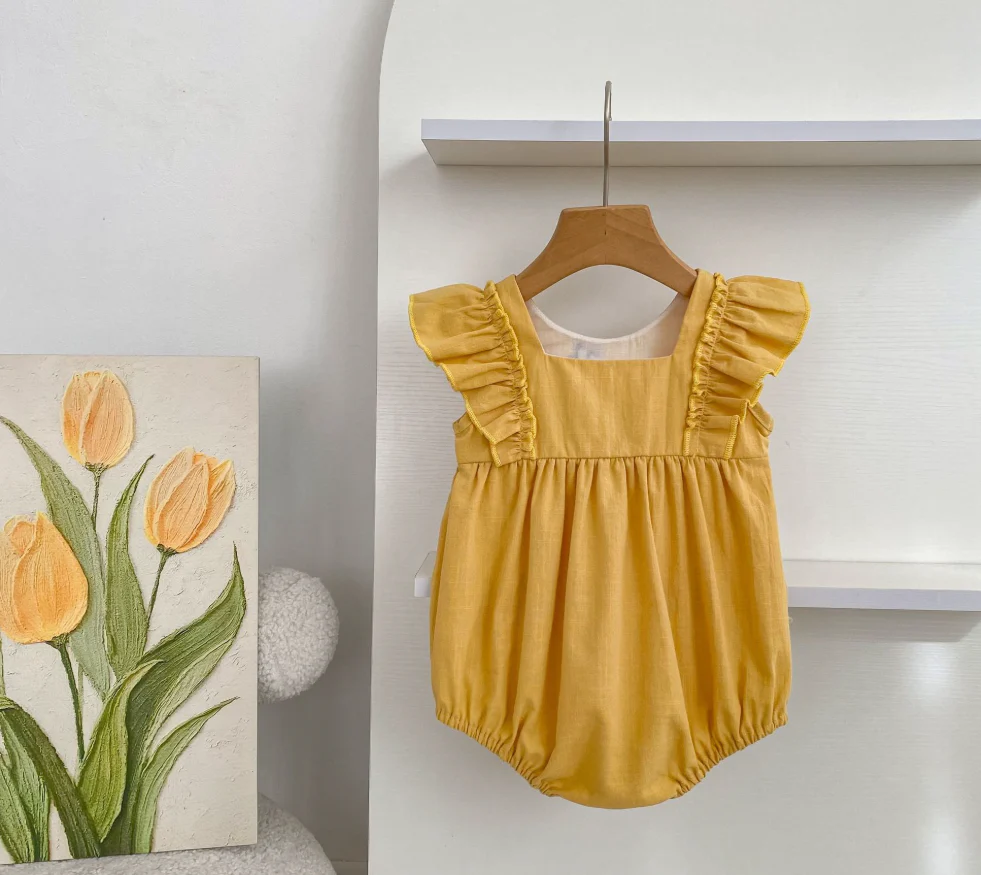 Baby cotton floral embroidery bodysuit romper - Image 4