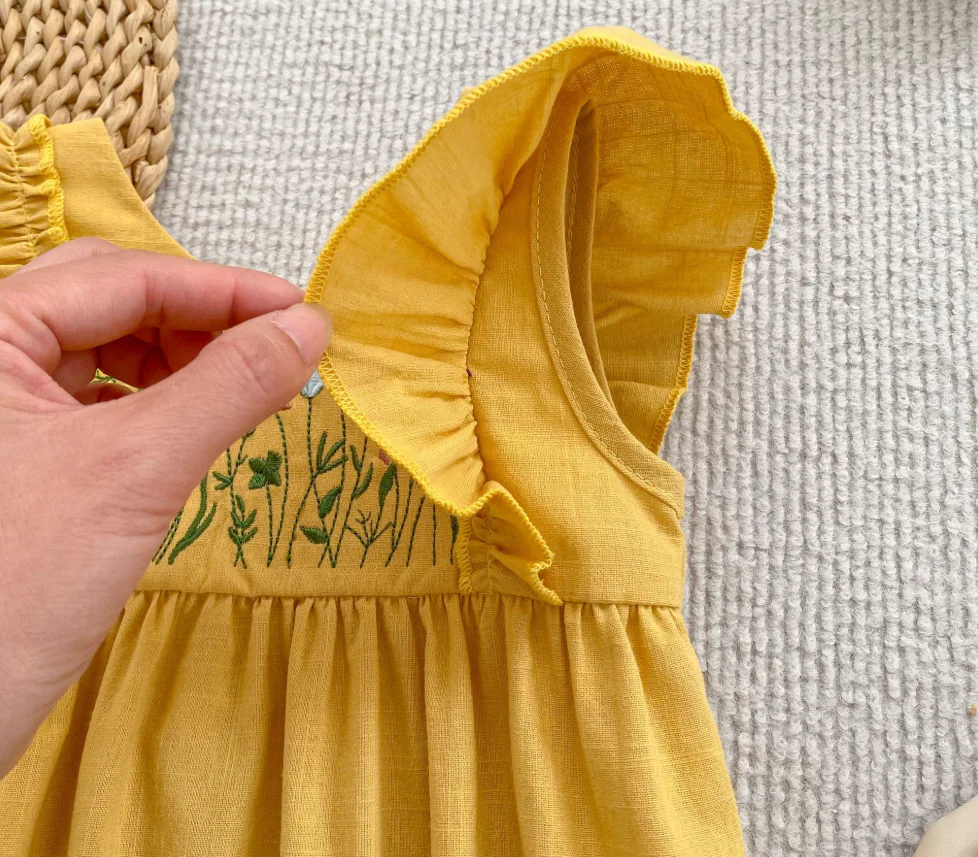 Baby cotton floral embroidery bodysuit romper - Image 6
