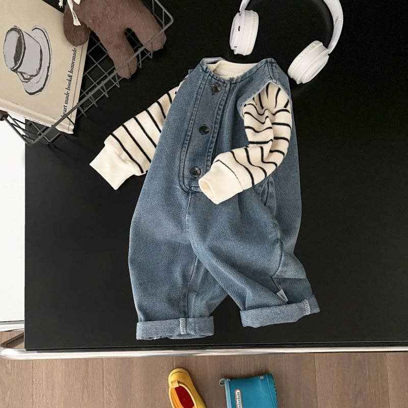 Baby Denim Overalls Set: Pant - Image 5