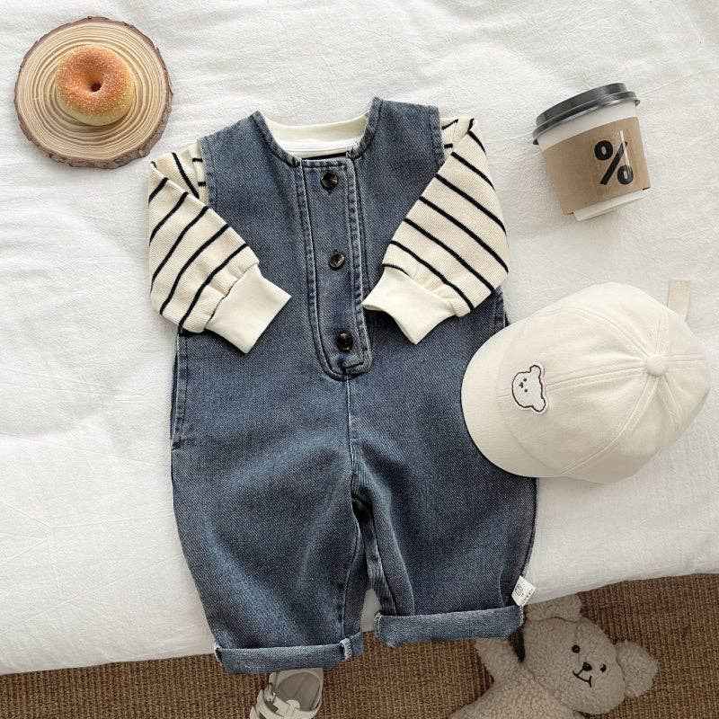 Baby Denim Overalls Set: T-shirt - Image 3