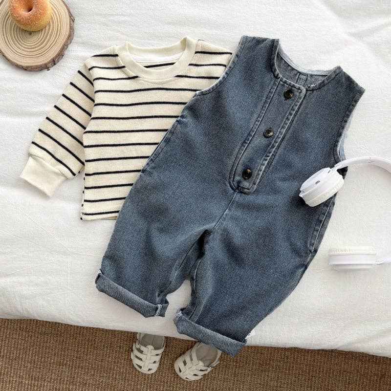 Baby Denim Overalls Set: T-shirt - Image 4