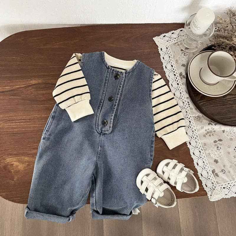 Baby Denim Overalls Set: T-shirt - Image 5
