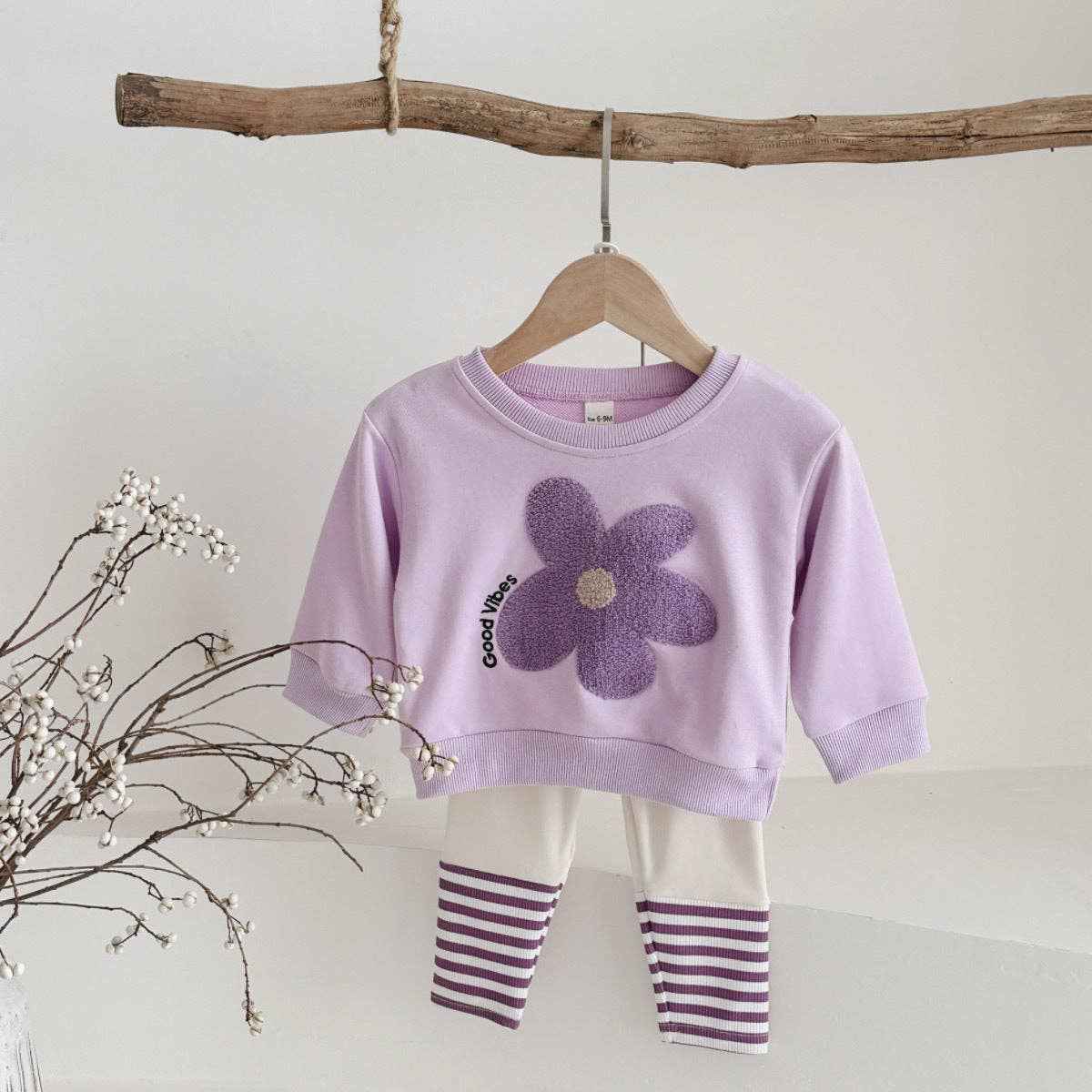 Baby Flowers Embroidery Set: Purple / 12-18M - Image 3