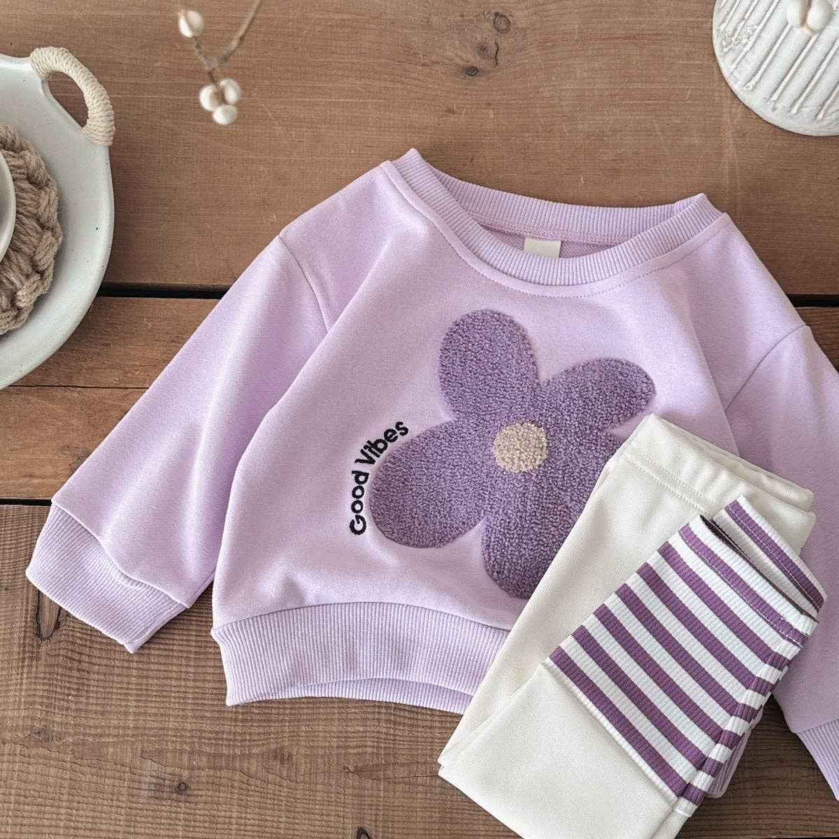 Baby Flowers Embroidery Set: Purple / 18-24M - Image 4