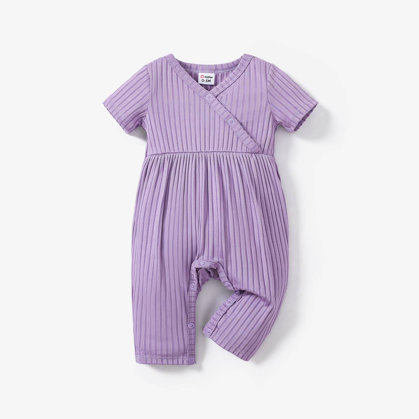 Baby Girl All Over Rabbit Solid Ribbed V Neck Jumpsuit - Image 7