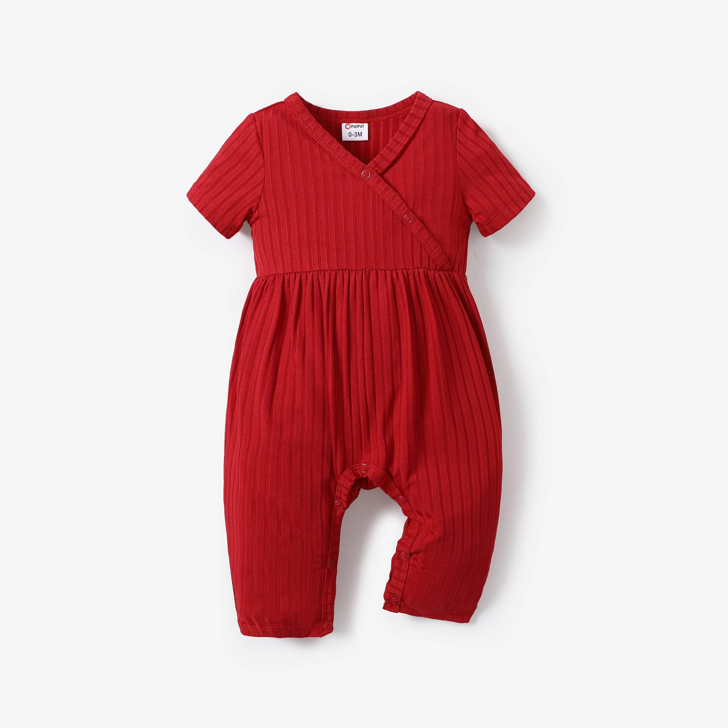 Baby Girl All Over Rabbit Solid Ribbed V Neck Jumpsuit - Image 9