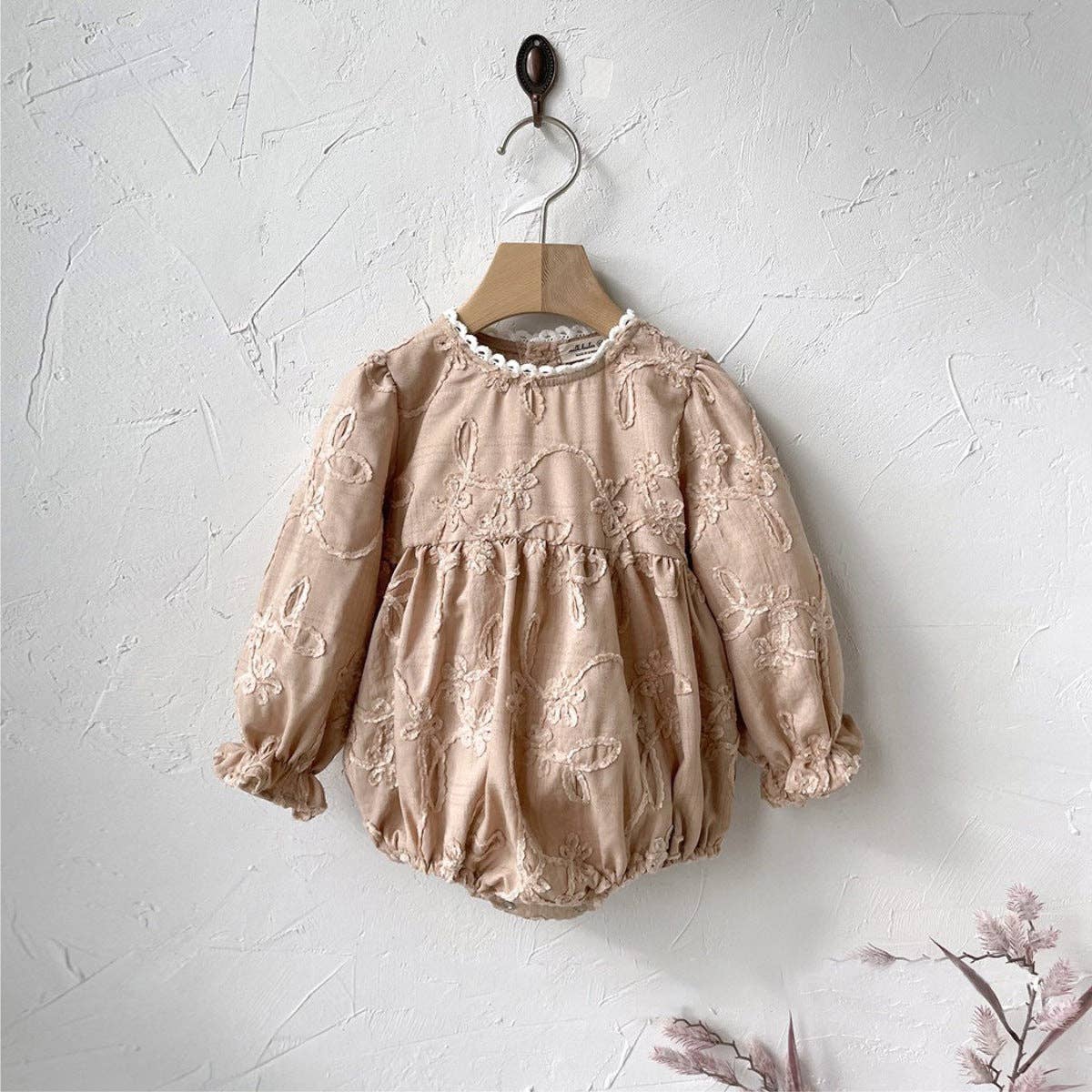 Baby Girl Jacquard Embroidered Romper - Image 5