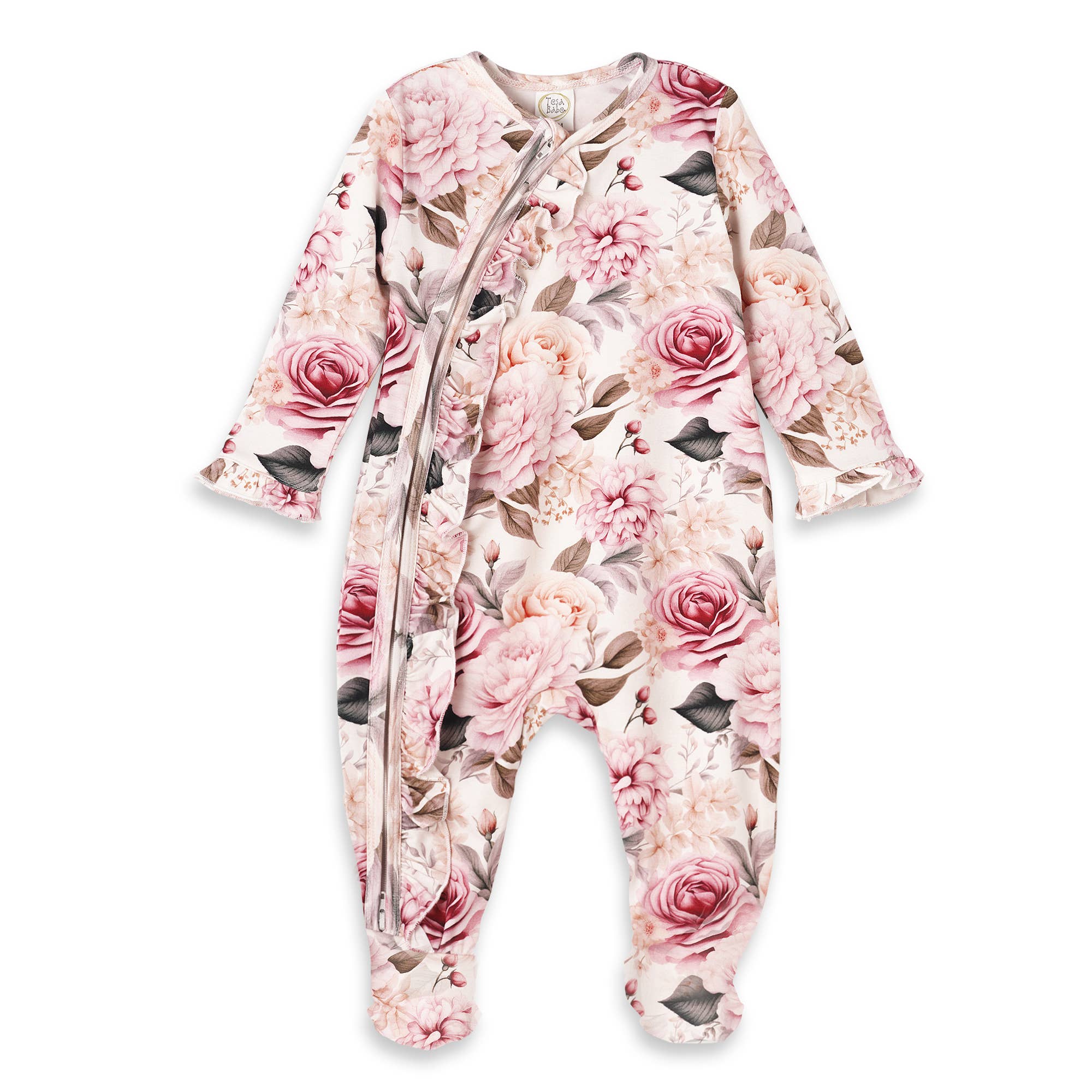 Baby Girls' Bamboo Floral Zipper Romper