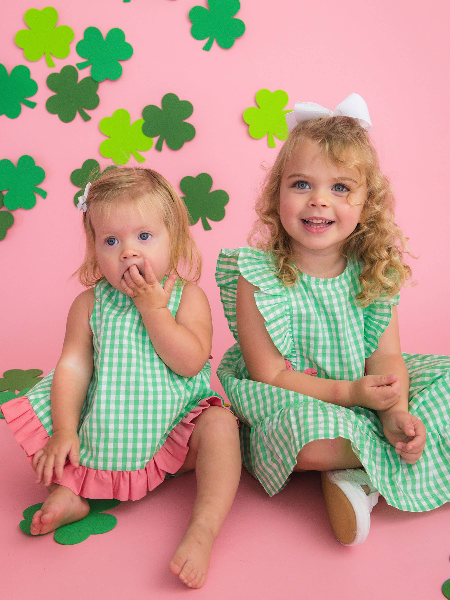 Classic Spring Green Gingham Ruffle Swing Top & Bloomer - Image 3
