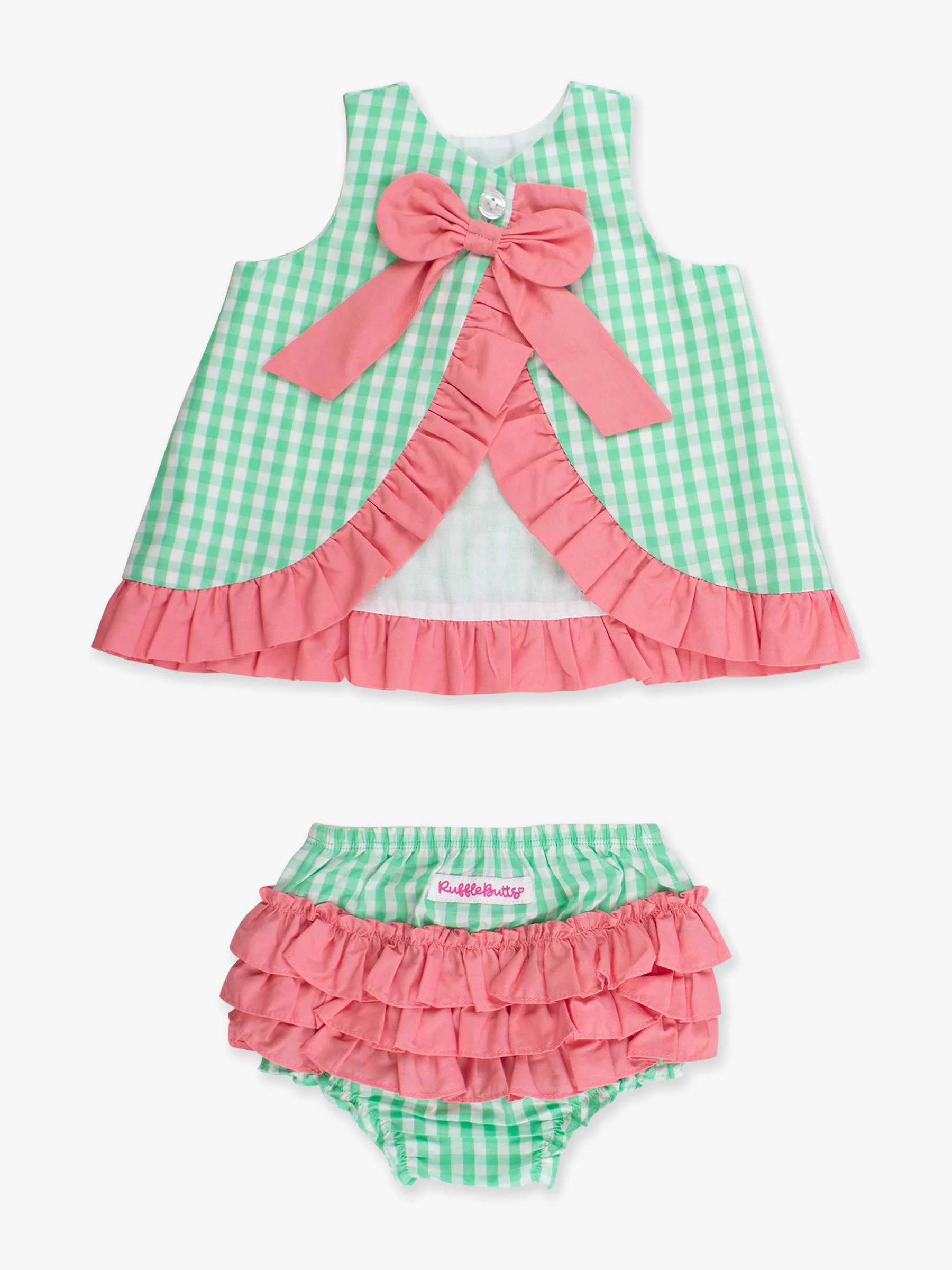 Classic Spring Green Gingham Ruffle Swing Top & Bloomer - Image 5