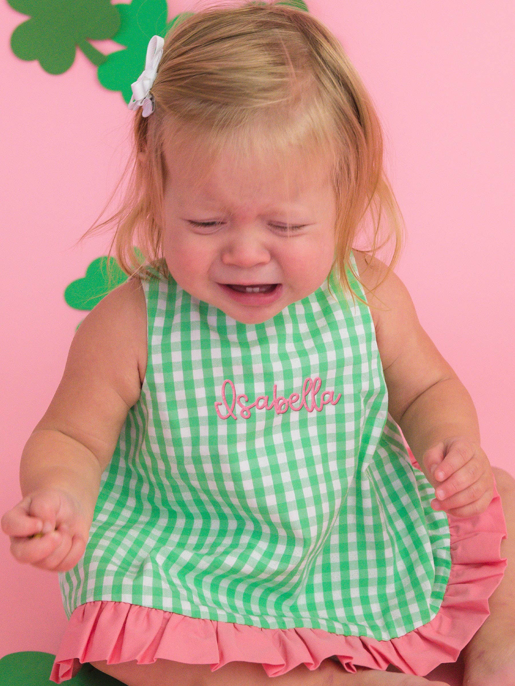 Classic Spring Green Gingham Ruffle Swing Top & Bloomer - Image 6
