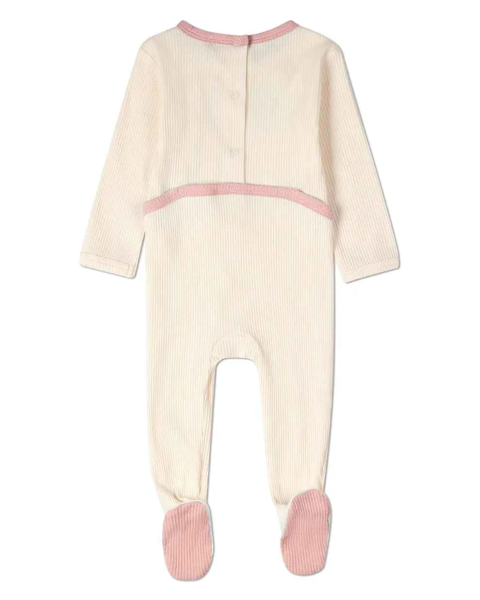 Baby Girls "Framed Florals" Ribbed Cotton-Blend Embroidered Footie