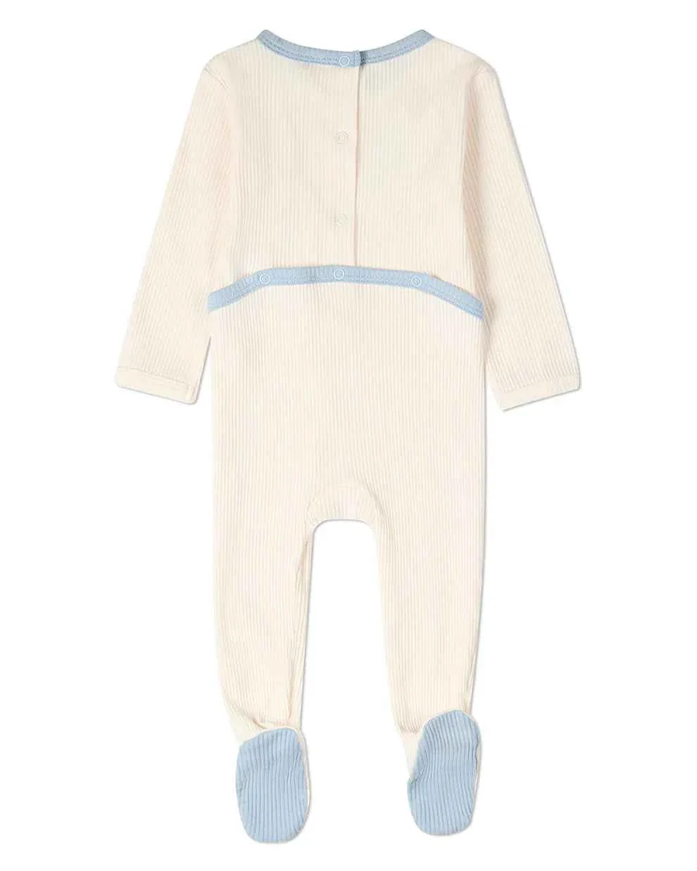 Baby Boy "Framed Foliage" Ribbed Cotton-Blend Embroidered Footie - Image 2