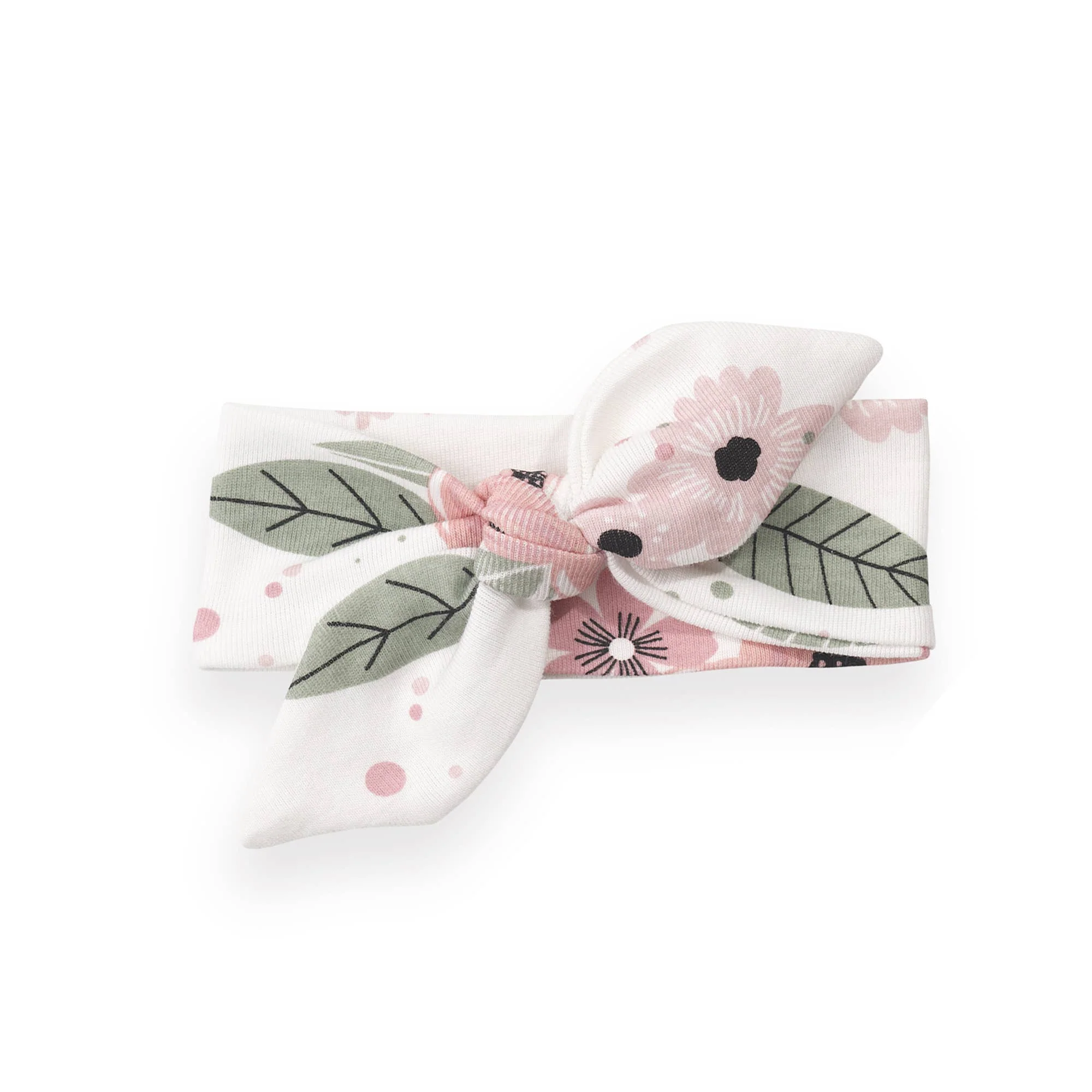 Baby Girl's Jardin Cotton Headband: Soft Coral/Green