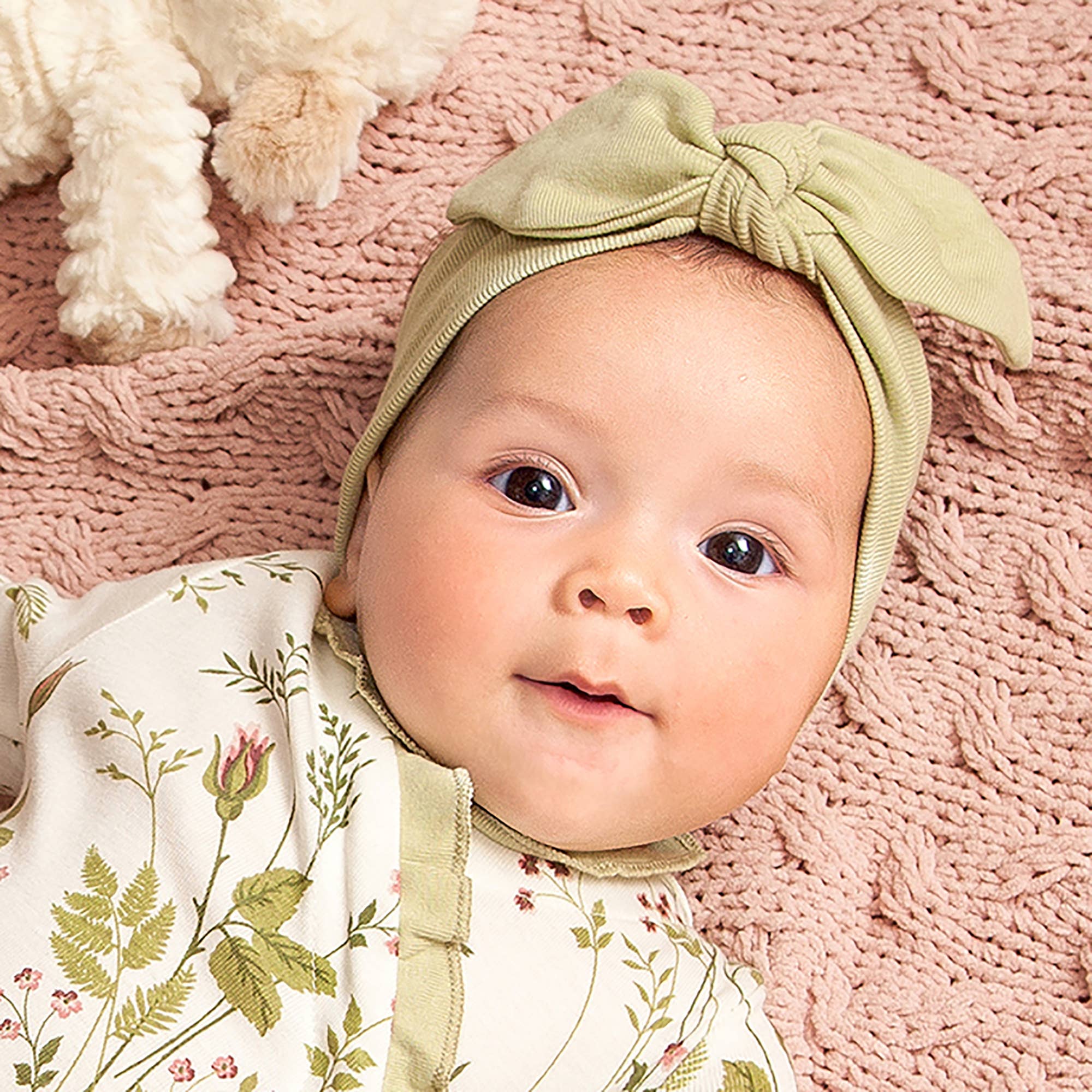 Baby Girl's Sage Green Cotton Headband - Image 2