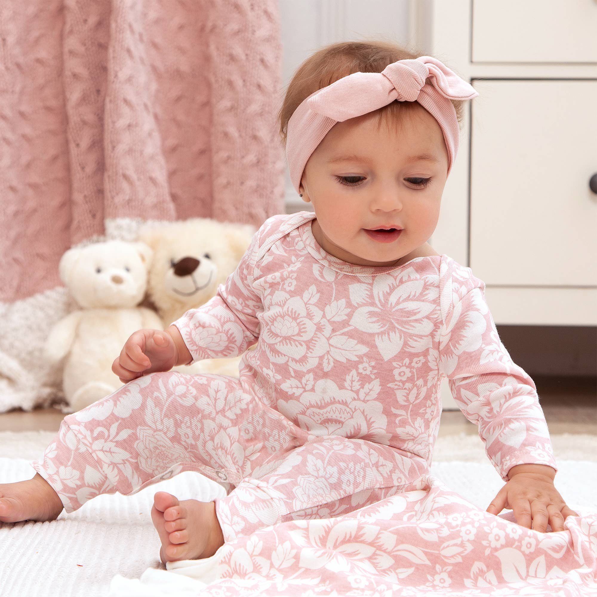 Baby Girl's Vintage Rose Bamboo Romper - Image 3