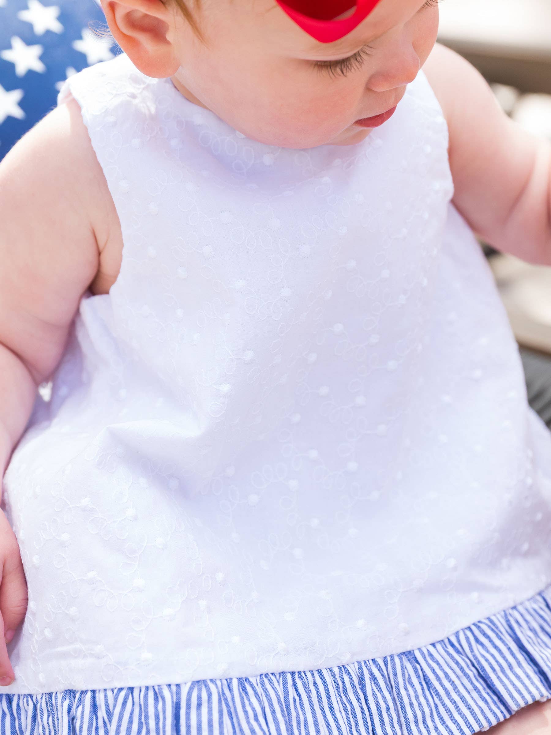Baby Girls White & Classic Blue Seersucker Top & Bloomer Set - Image 10