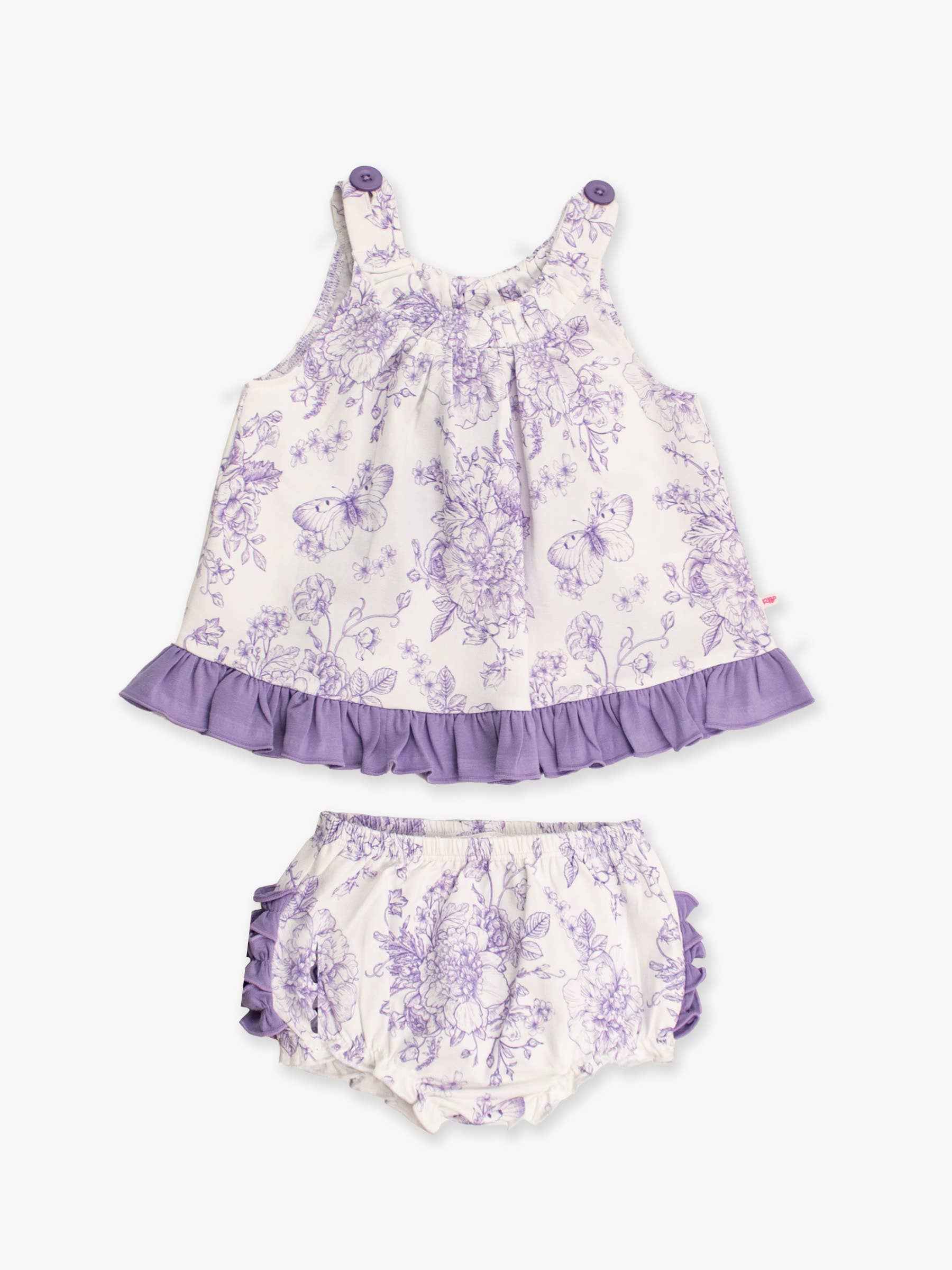 Baby Girls Wisteria Purple Butterfly Garden Toile & Bloomer Set: Purple