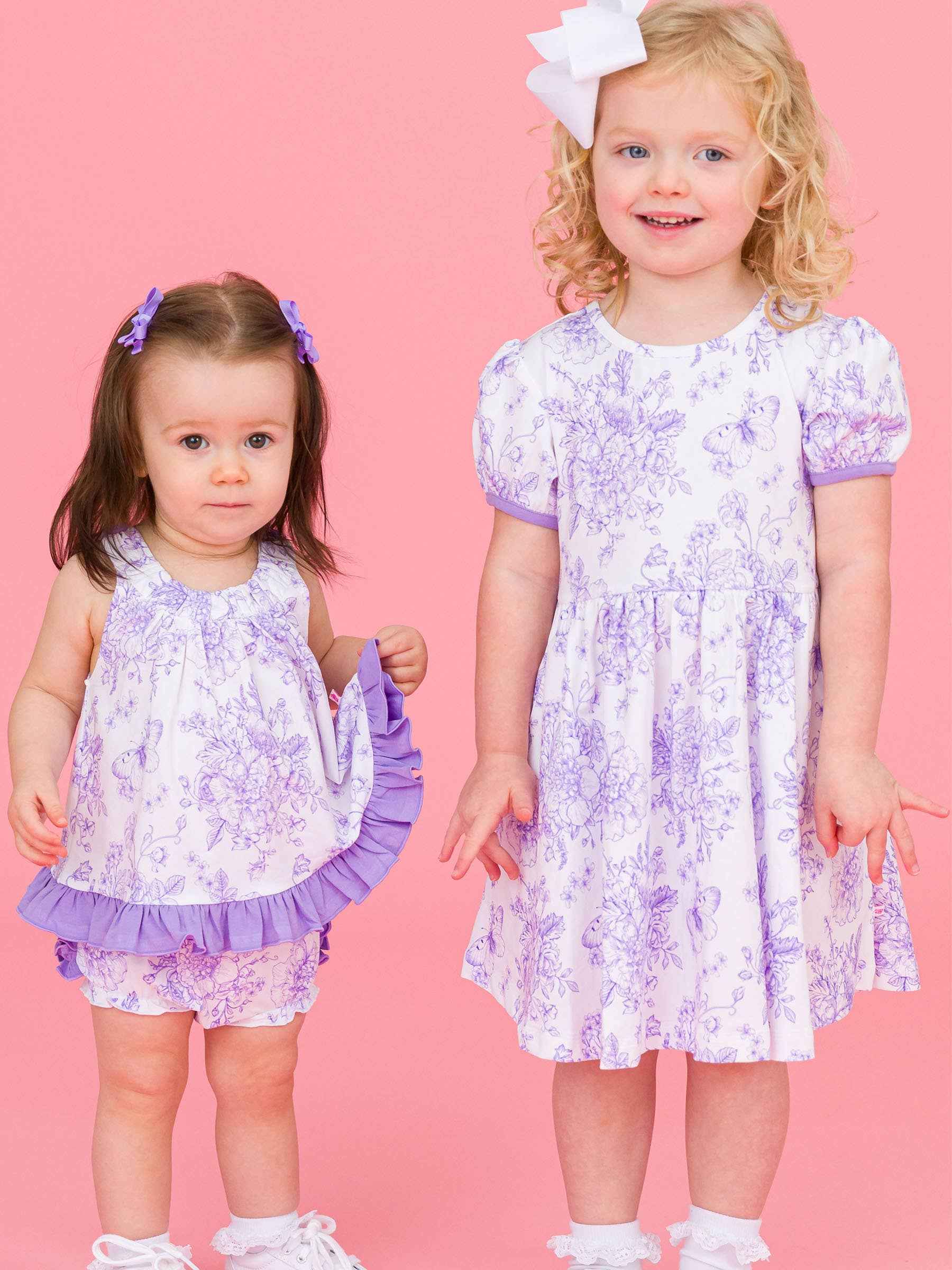 Baby Girls Wisteria Purple Butterfly Garden Toile & Bloomer Set: Purple - Image 3