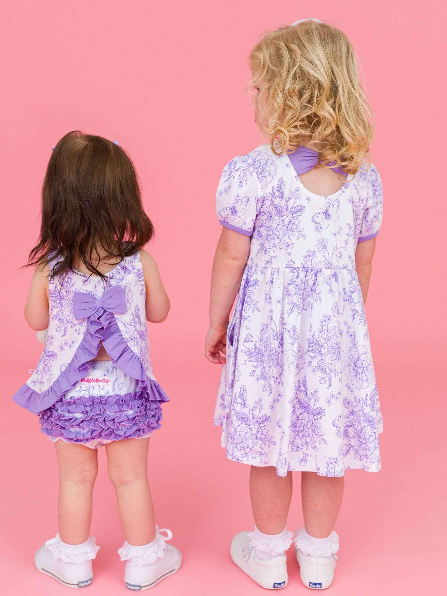 Baby Girls Wisteria Purple Butterfly Garden Toile & Bloomer Set: Purple - Image 4