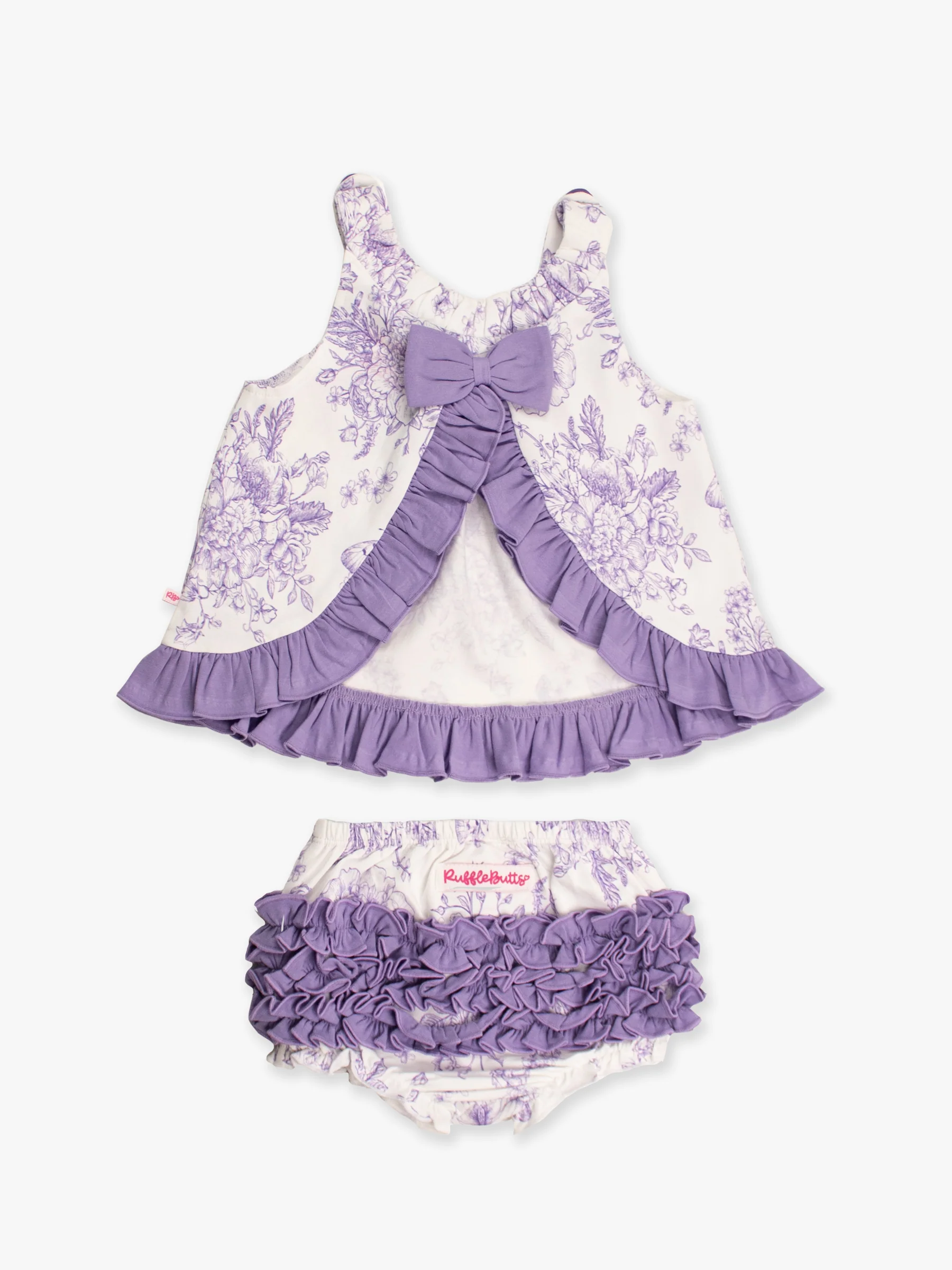 Baby Girls Wisteria Purple Butterfly Garden Toile & Bloomer Set: Purple - Image 7