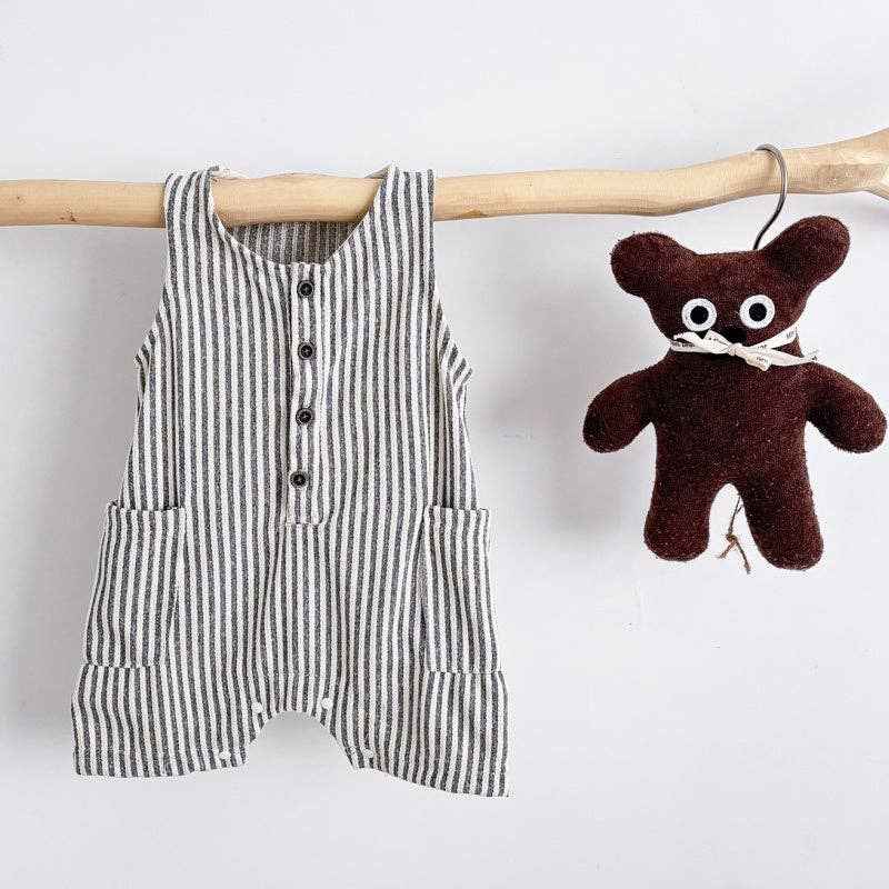 Baby Newborn Striped Sleeveless Romper: Blue / 3-6M - Image 2