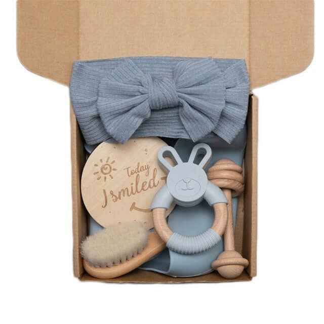 Baby Silicone Bibs Headband Brush Gift Set: Brown - Image 3