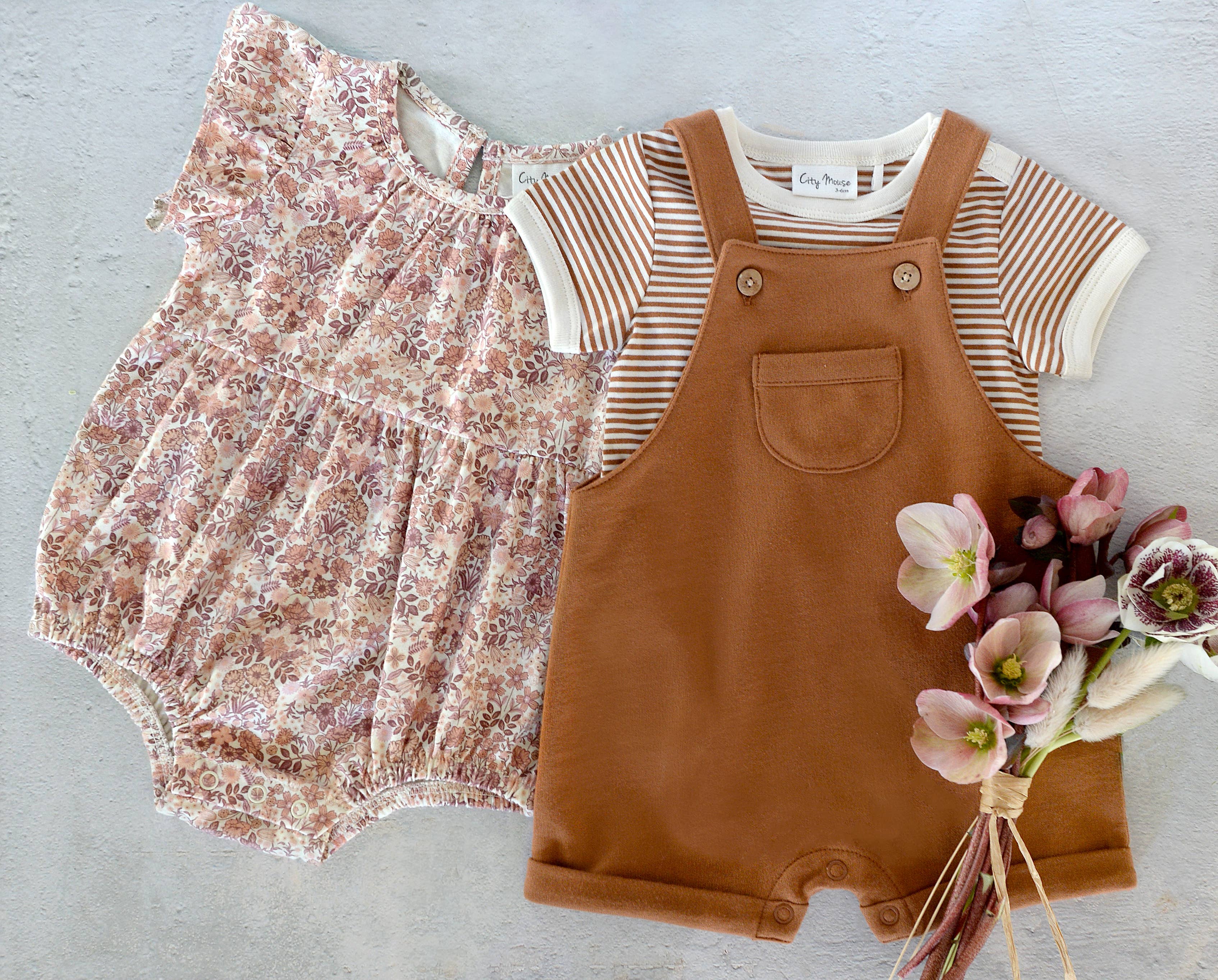 Baby Spring Flutter Sleeve Short Romper- Spring Bouquet: 3-6m - Image 2