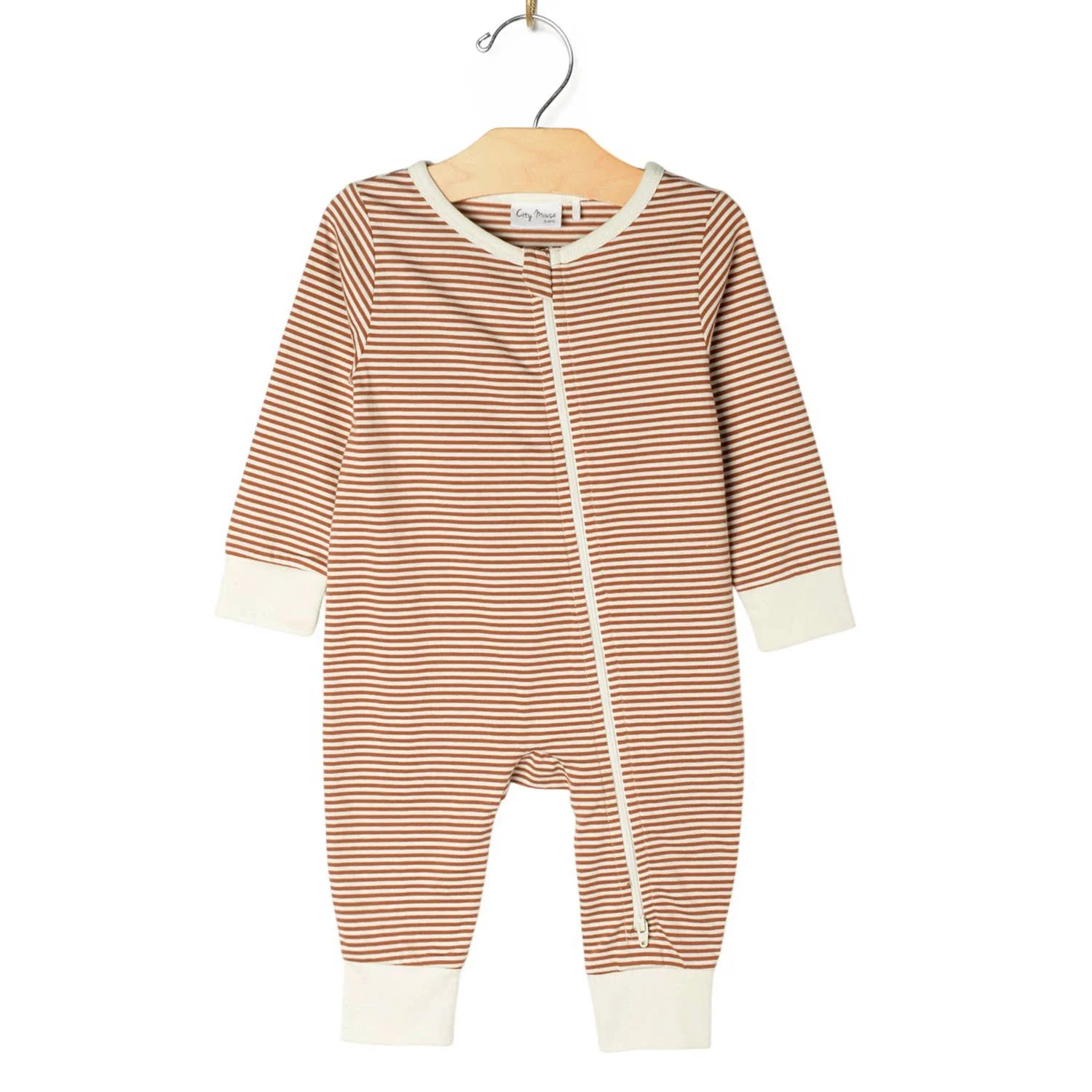 Summer Zip Romper- Toffee Stripe
