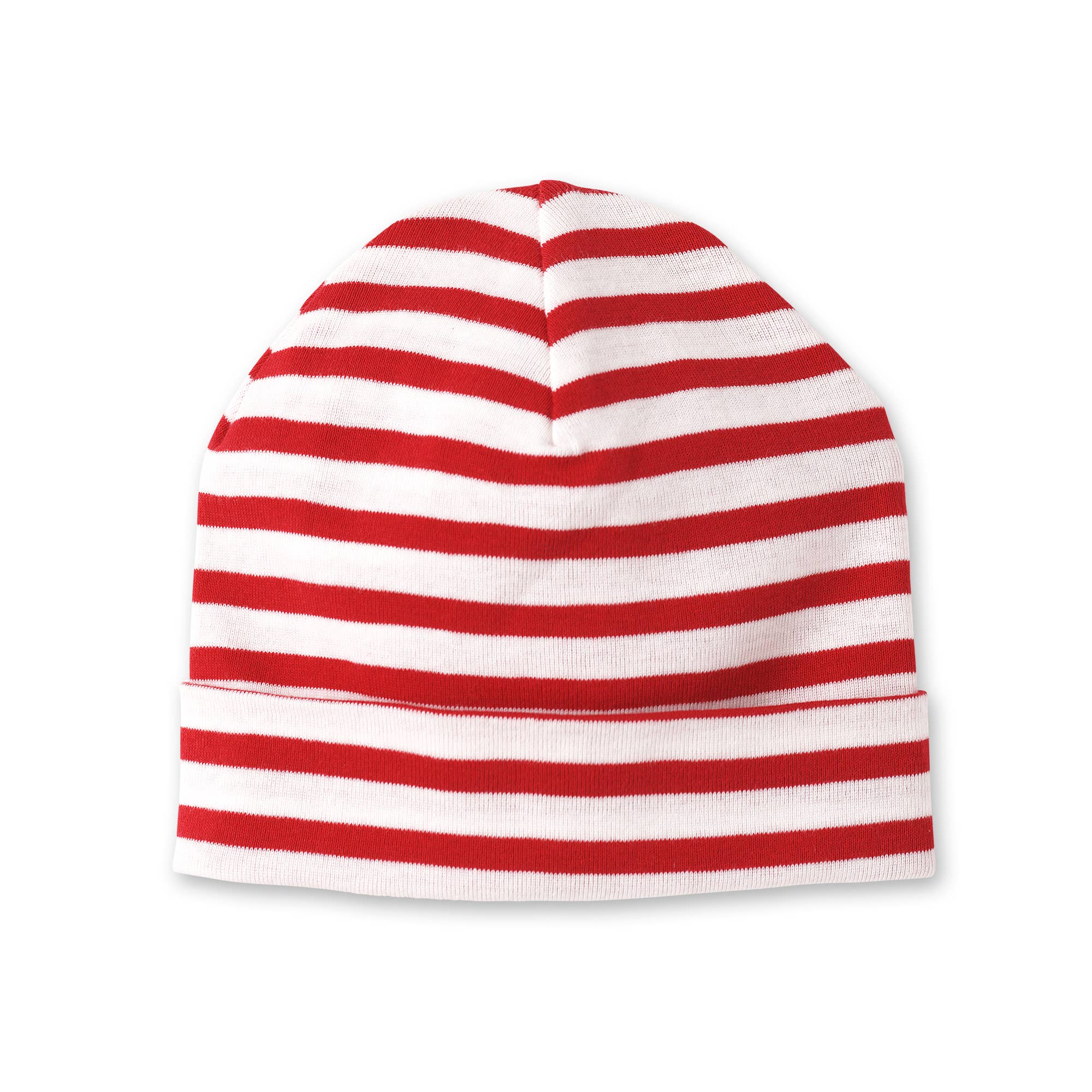 Baby's Red & Green Cotton Hats: Red Thin Stripes - Image 3