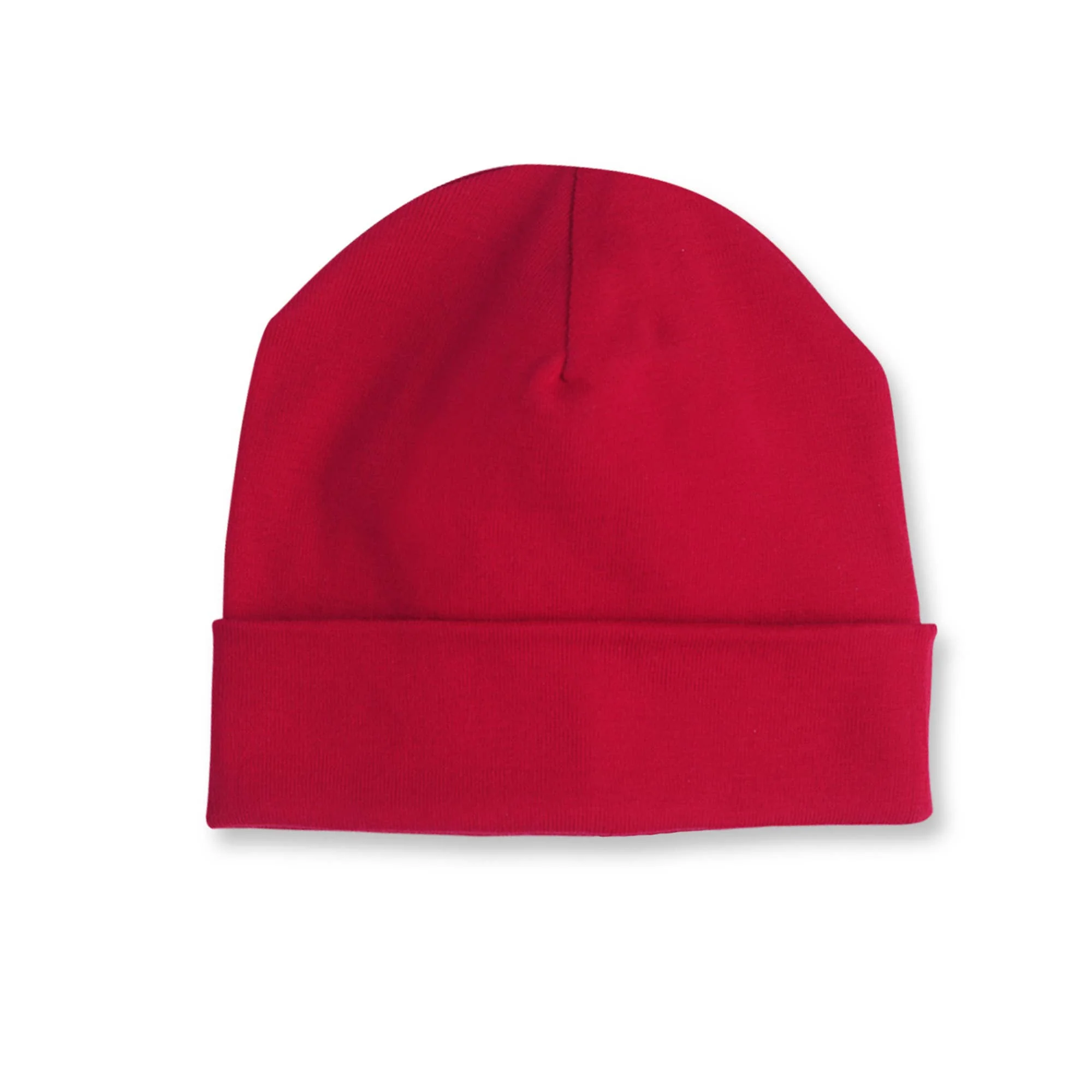 Baby's Christmas Red & Green Cotton Hats: Thin Red Stripes / NB-3M - Image 3