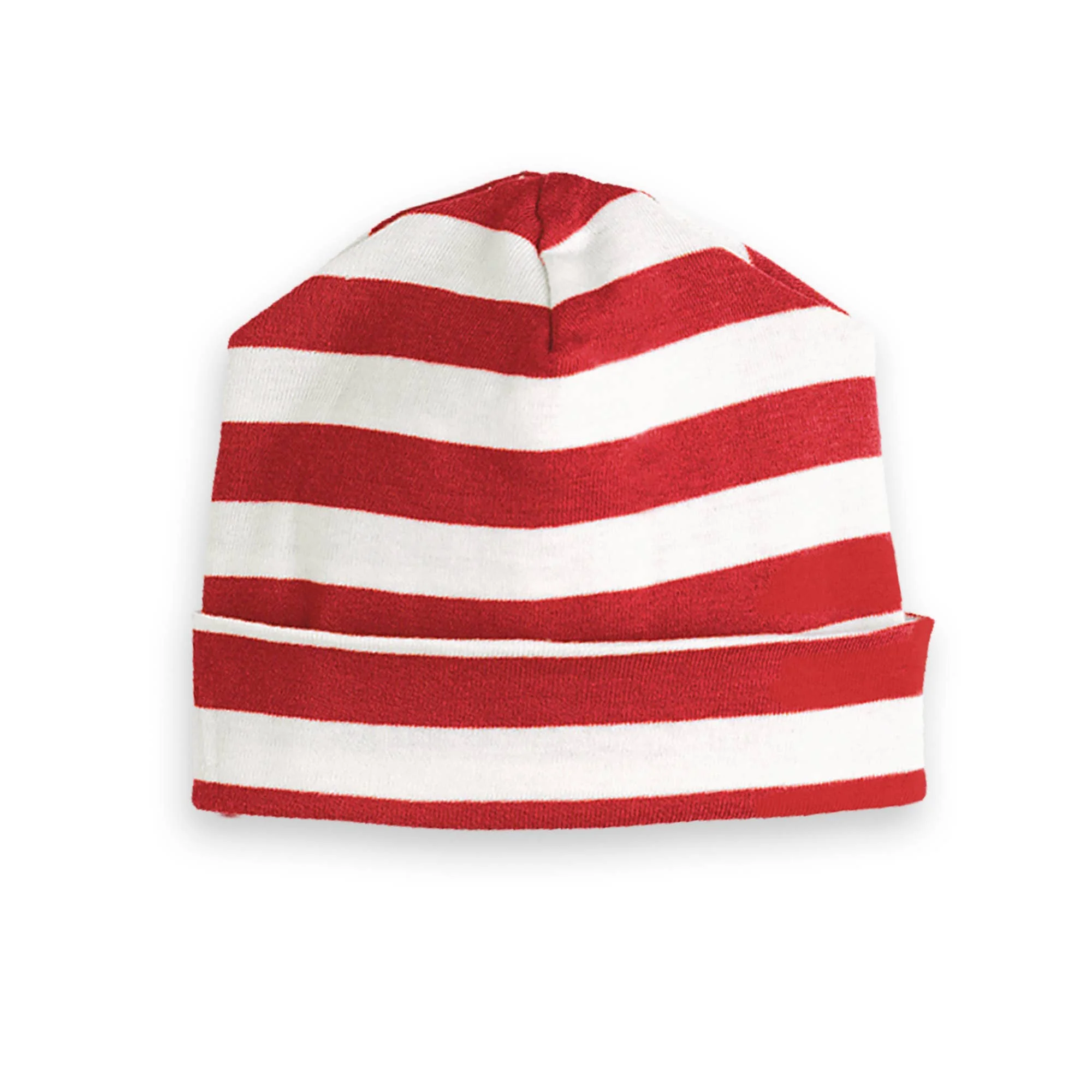 Baby's Christmas Red & Green Cotton Hats: Thin Red Stripes / NB-3M - Image 4