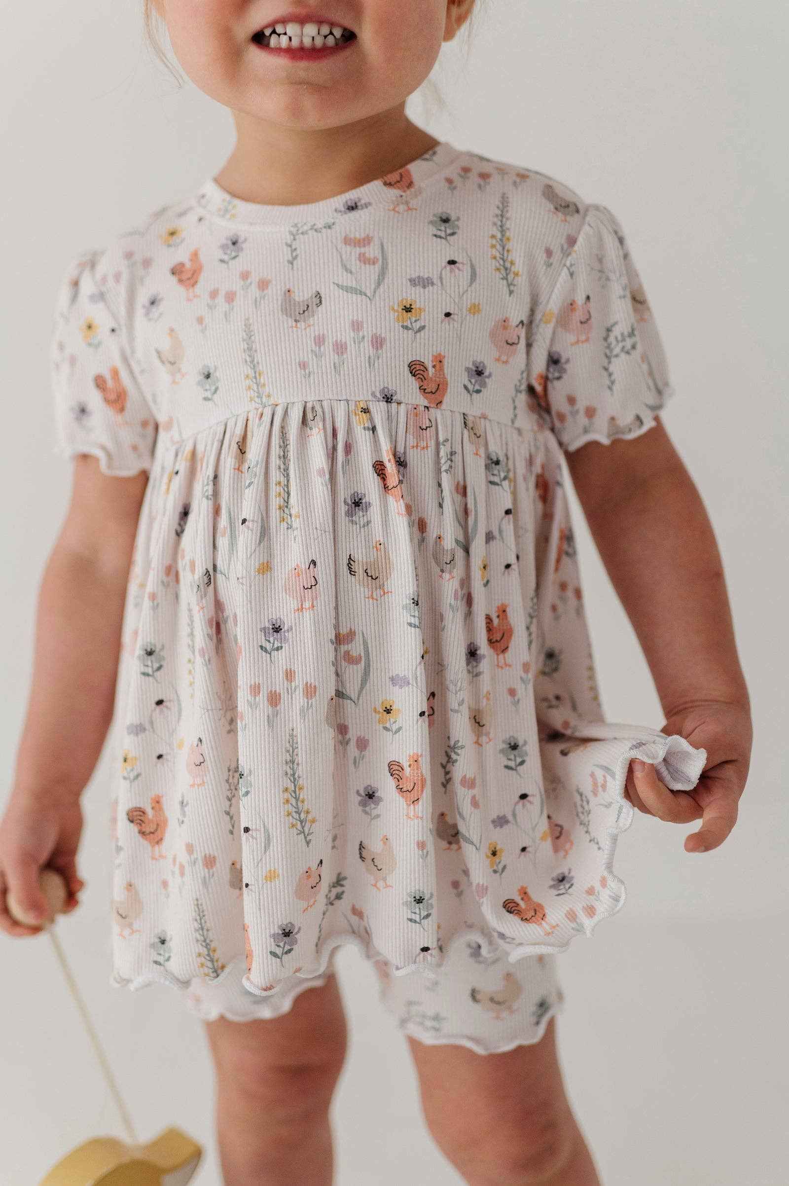 Girl's Babydoll Set: Floral Chickens / 5T - Image 5