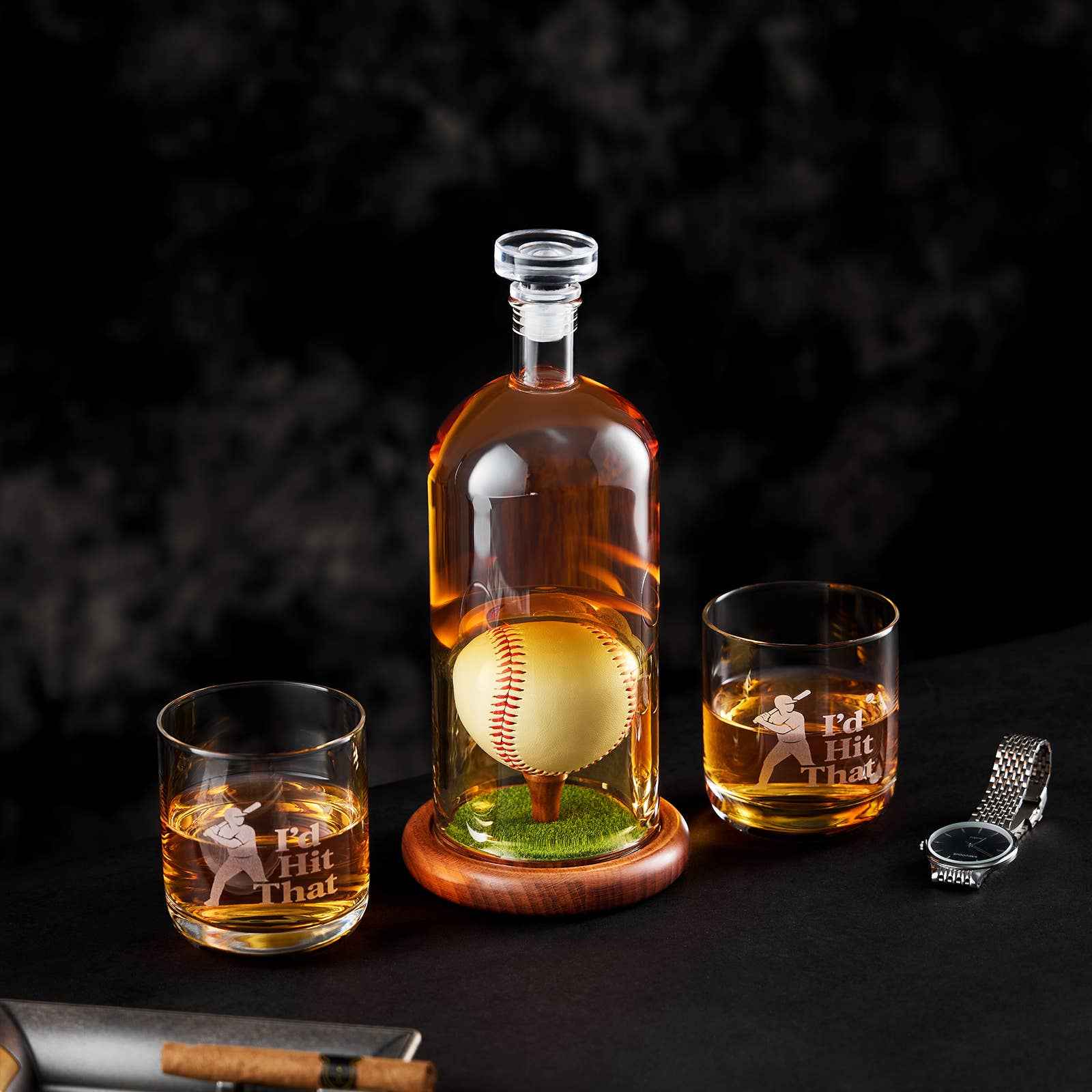 Baseball Whiskey Decanter Set