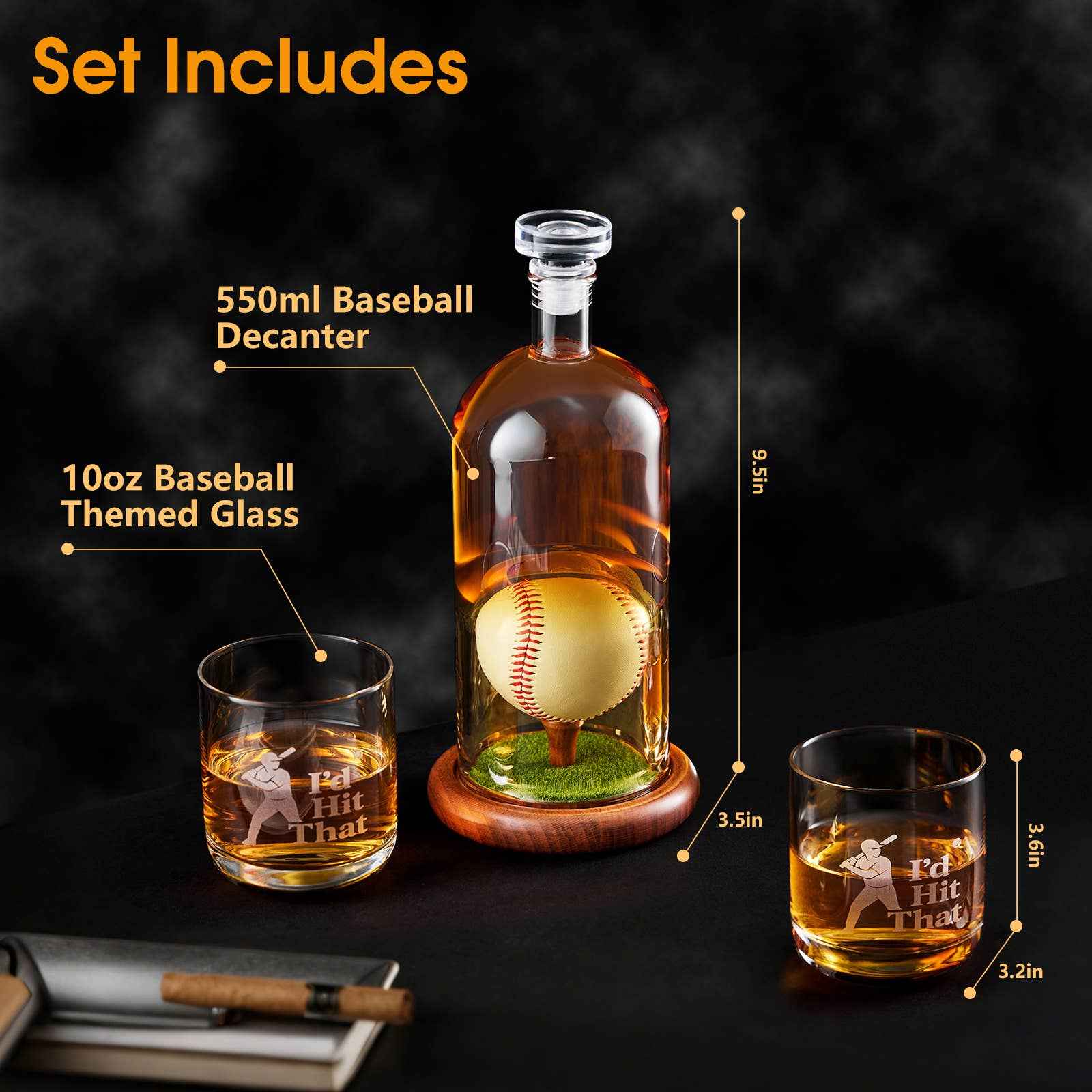 Baseball Whiskey Decanter Set - Image 3