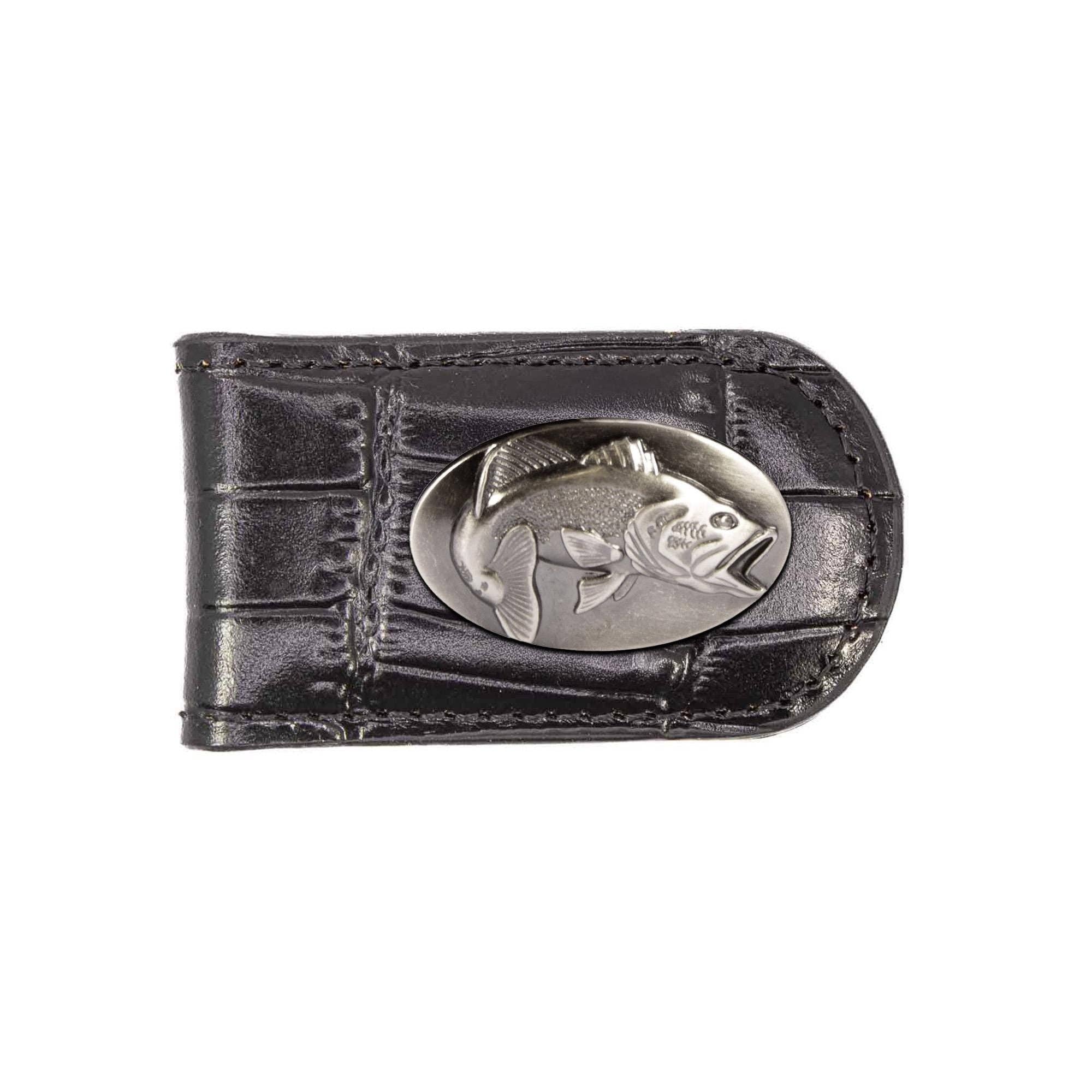 Bass Leather Magnetic Money Clip Wallet: Croc Tan - Image 6