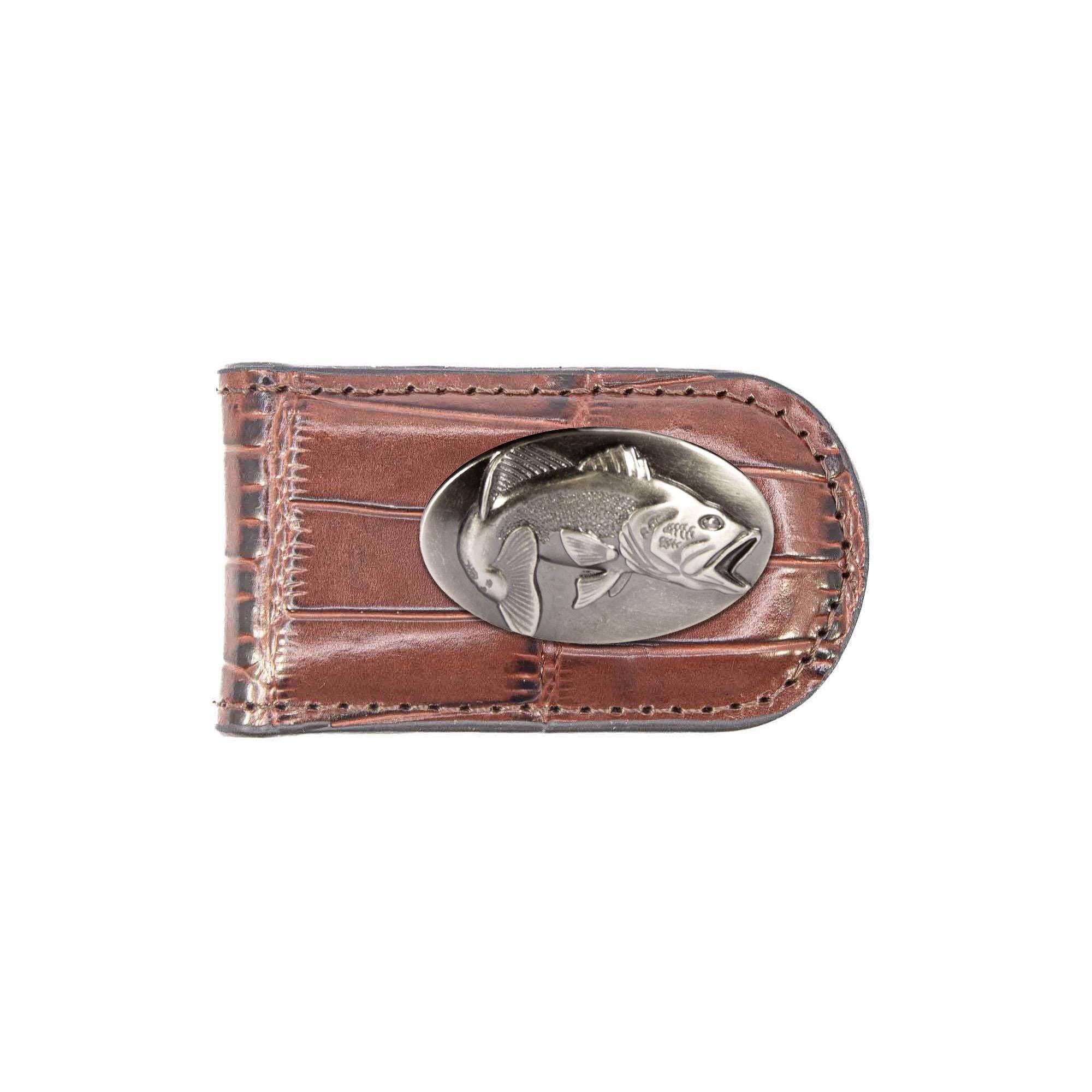 Bass Leather Magnetic Money Clip Wallet: Croc Tan - Image 7
