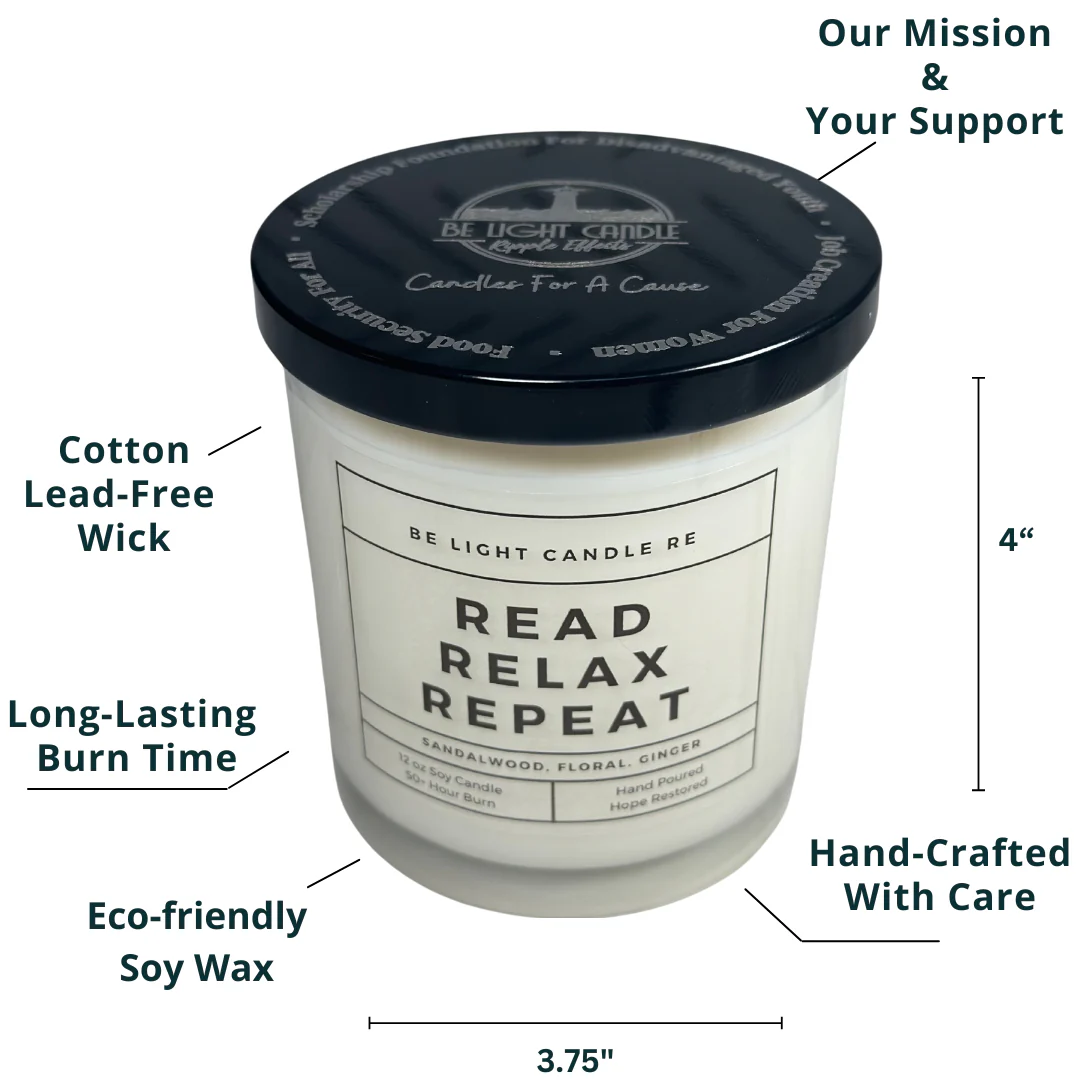 Read Relax Repeat, 12oz Scented Soy Candle | Candle Gift - Image 6