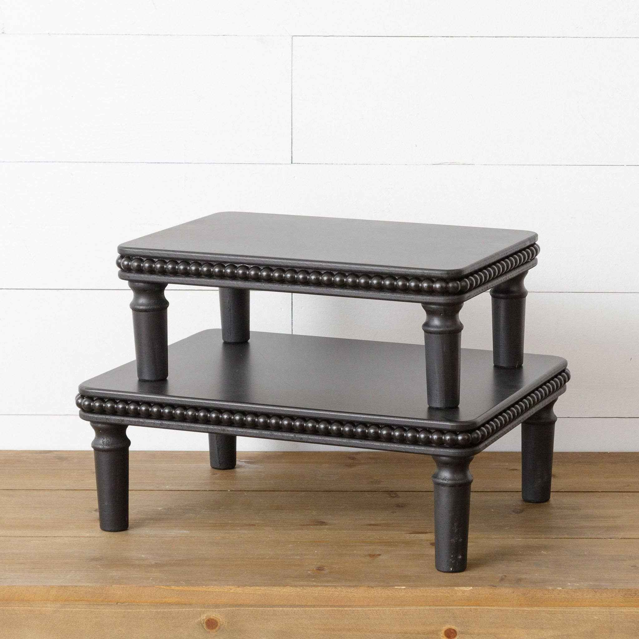 Set of 2 Beaded Risers, Black