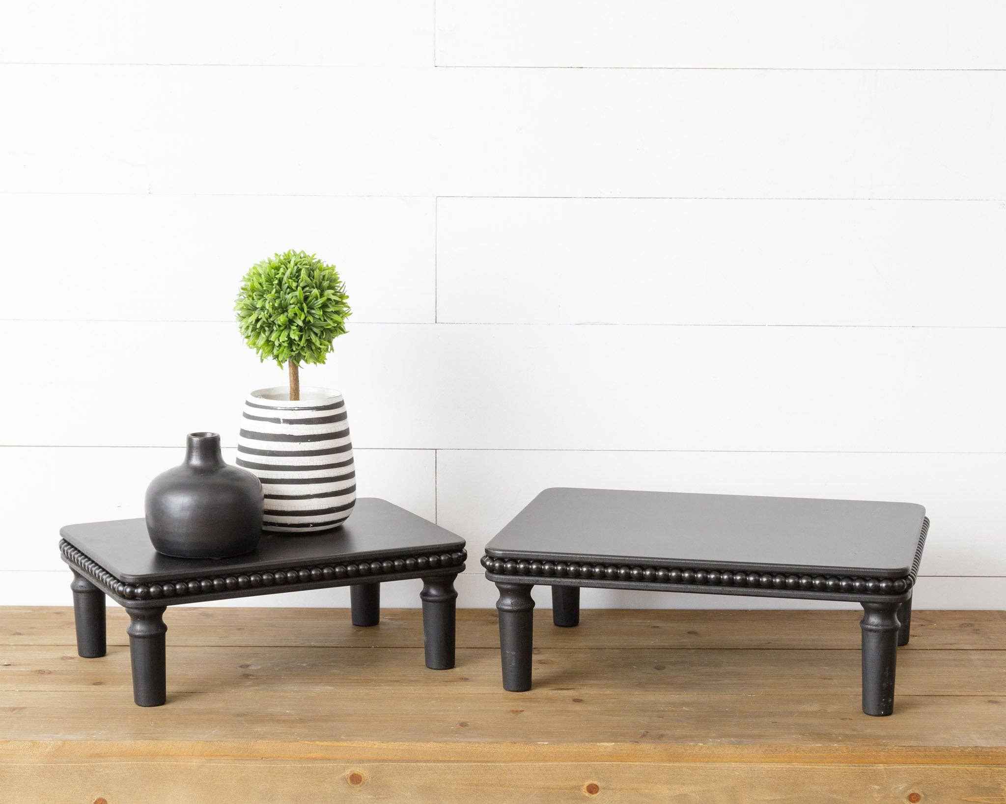 Set of 2 Beaded Risers, Black - Image 2