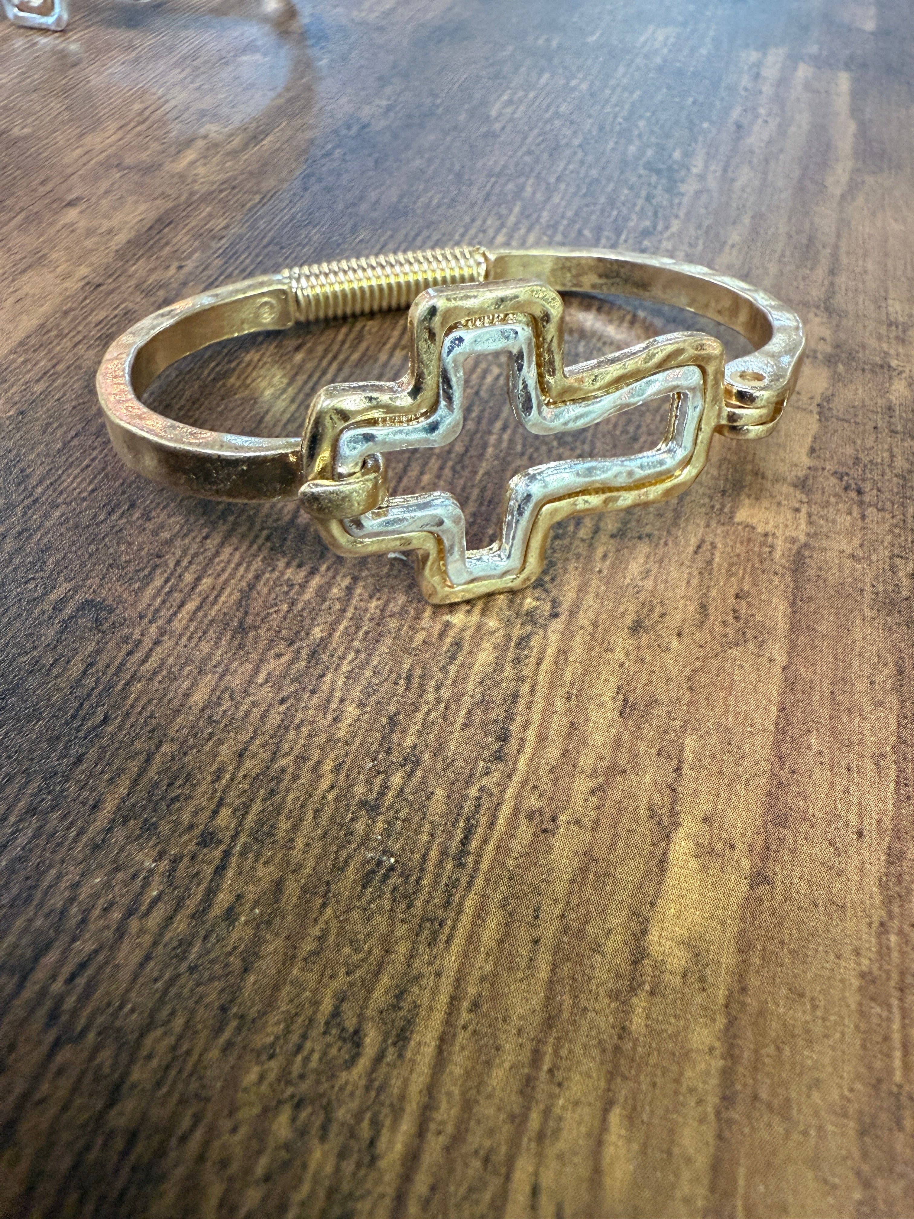 Beautiful Mixed Metal Cross Cuff Bracelet Gold OR Silver - Image 7