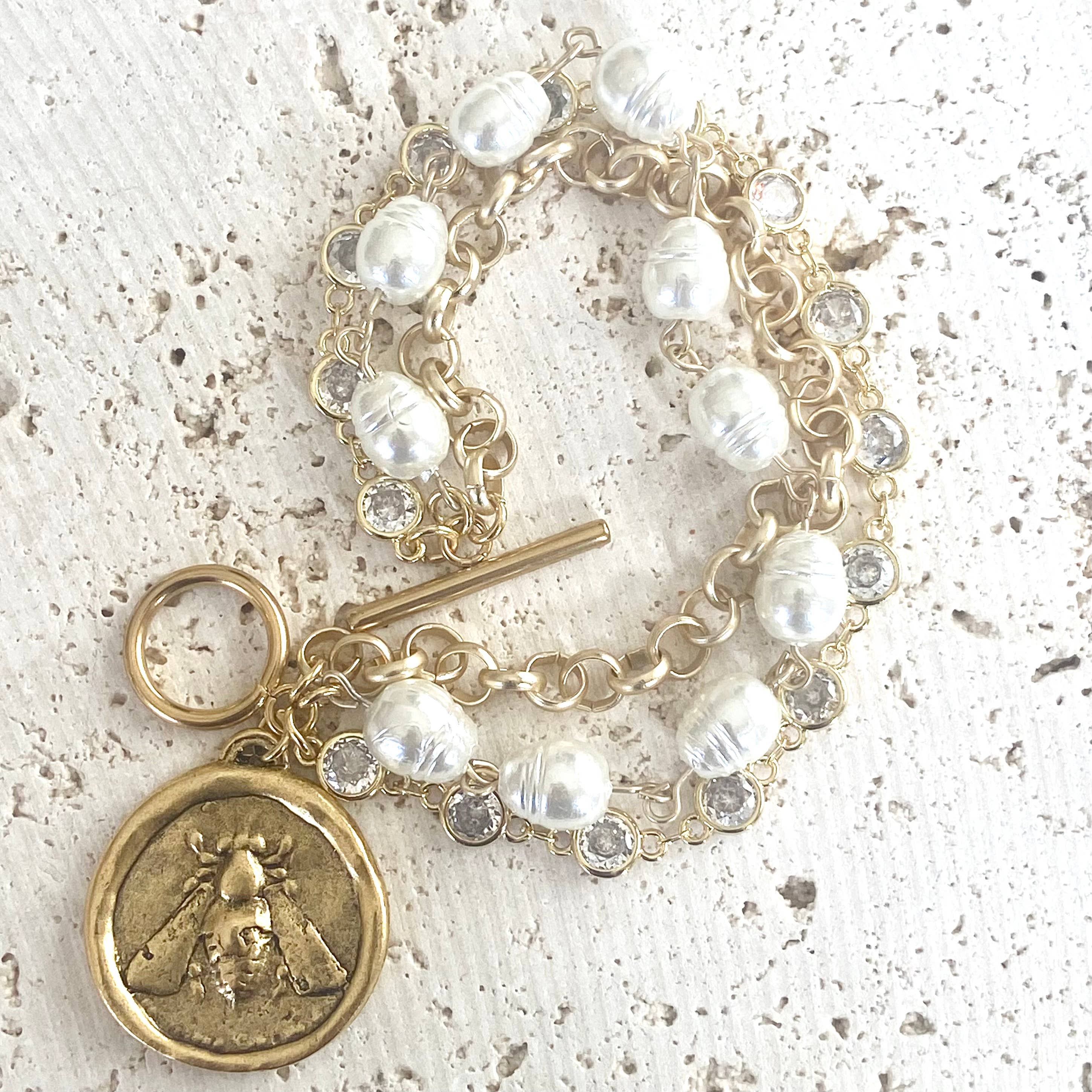 Bee coin jewelry triple layered - Image 3